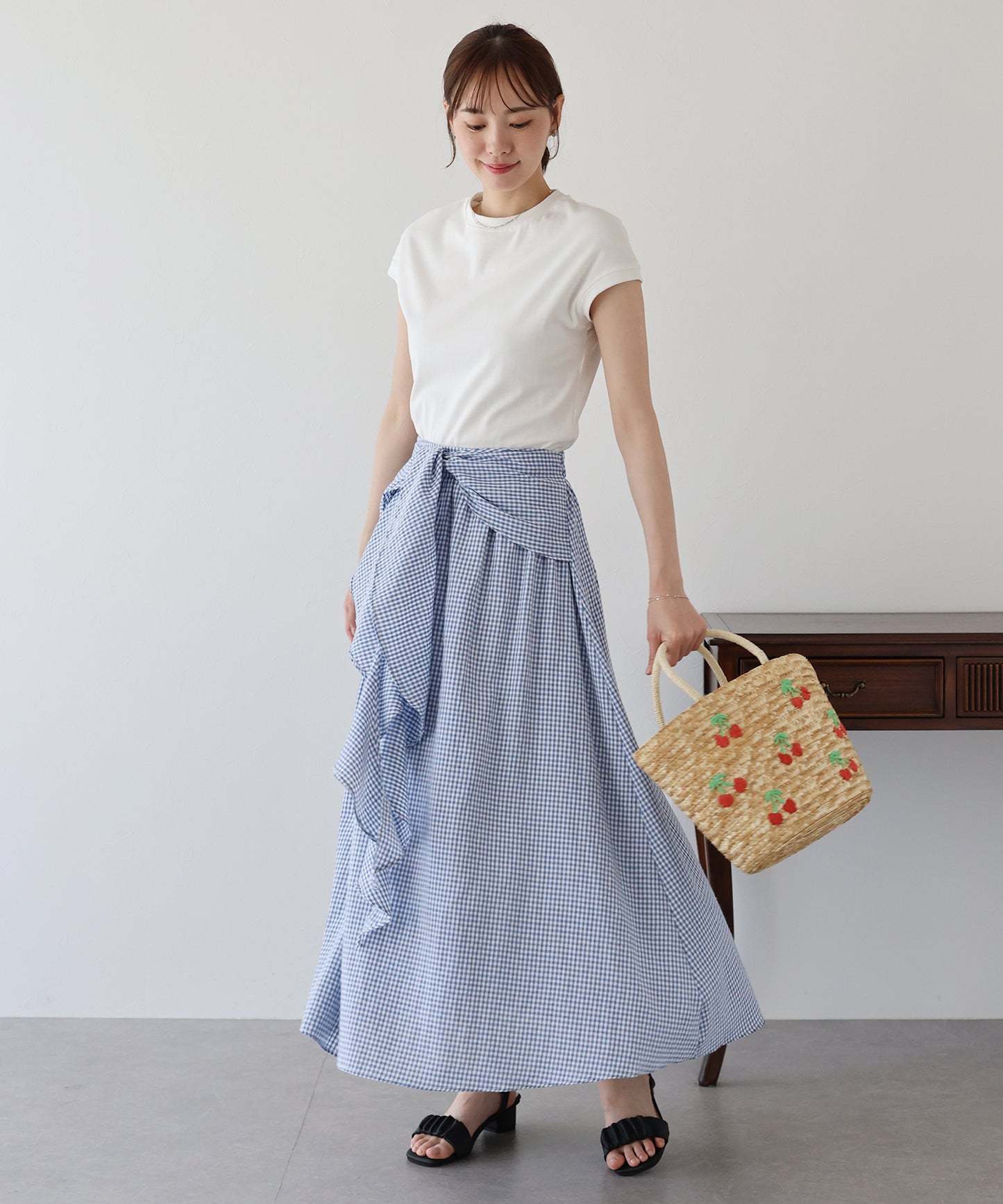 【SALE】フロントフリルチェックスカート