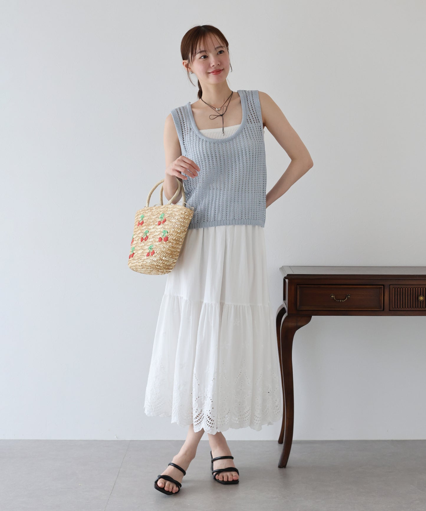 【SALE】バックリボンメッシュベスト【ネコポス】