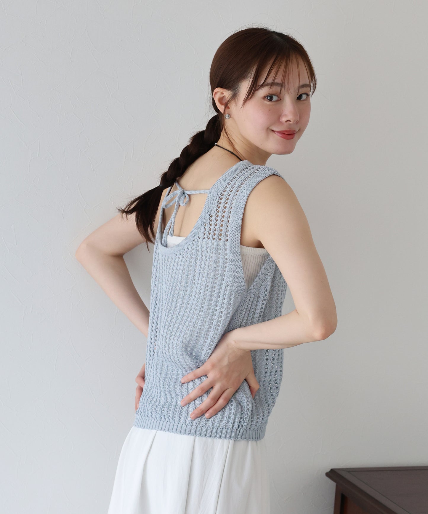 【SALE】バックリボンメッシュベスト【ネコポス】