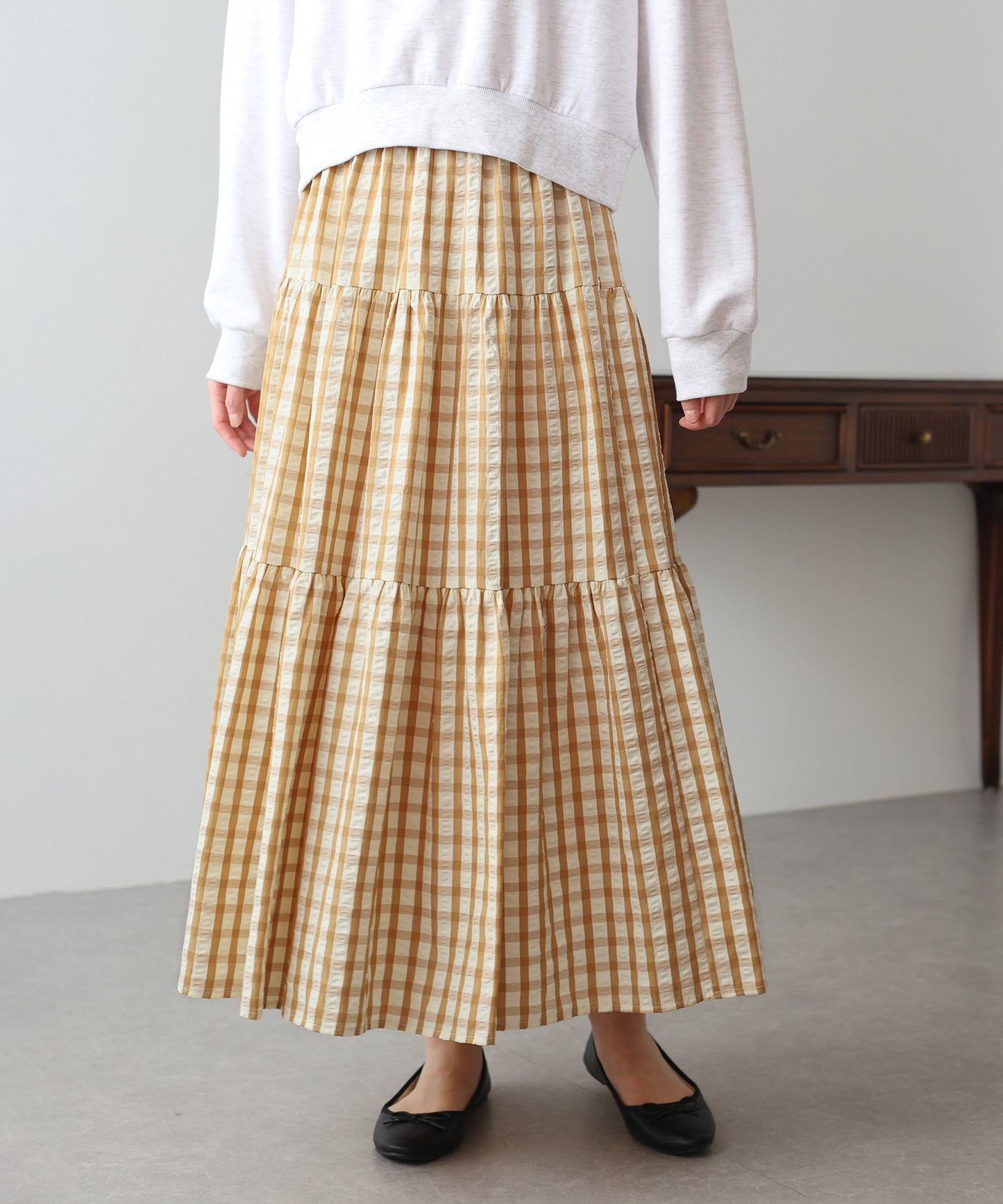 【SALE】チェックティアードスカート