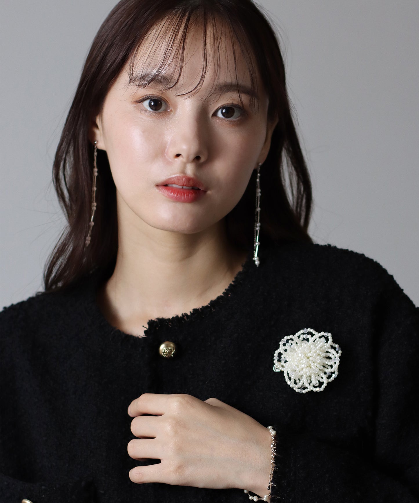 진주 꽃 코사지