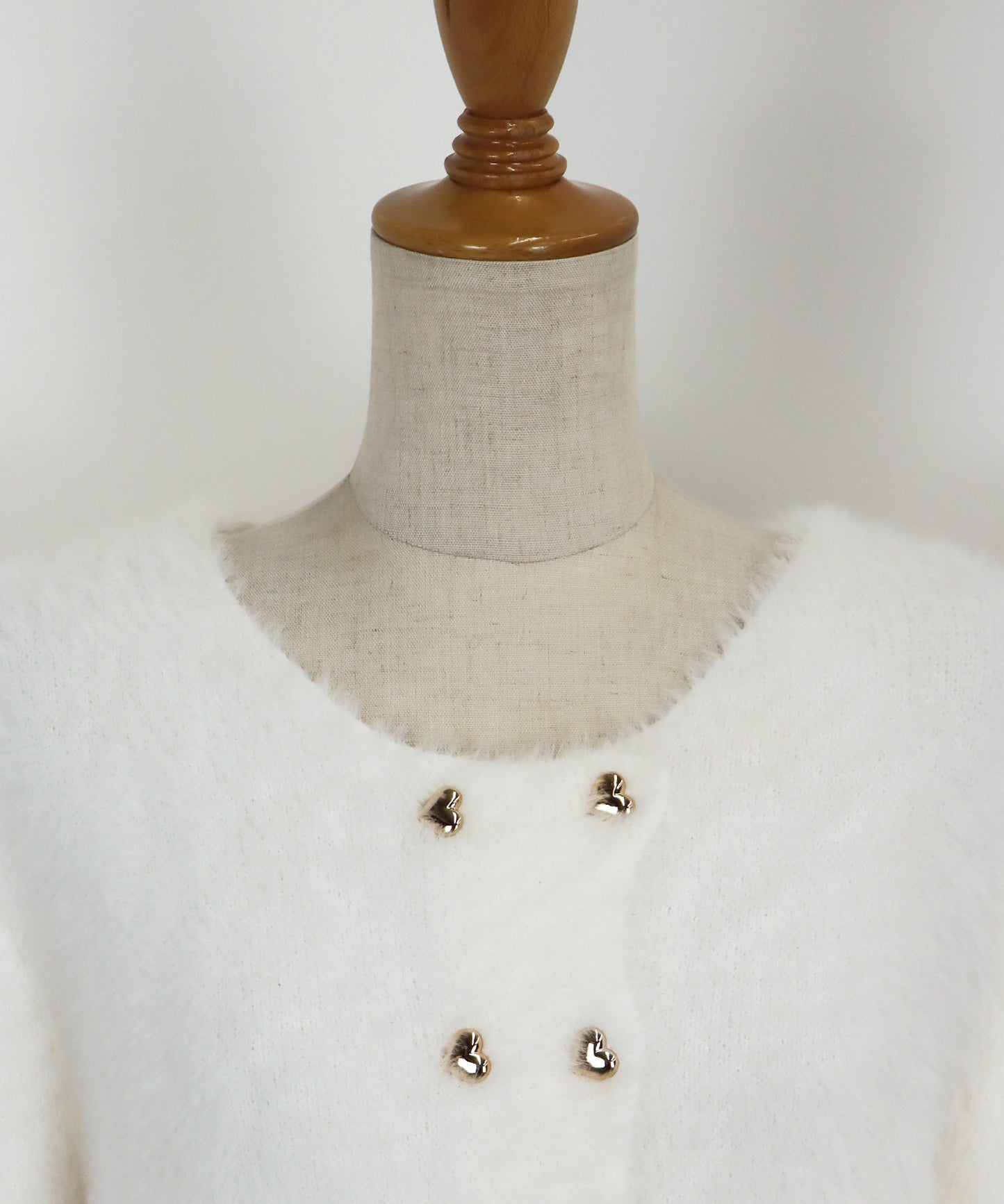 ハートボタンシャギーカーディガン