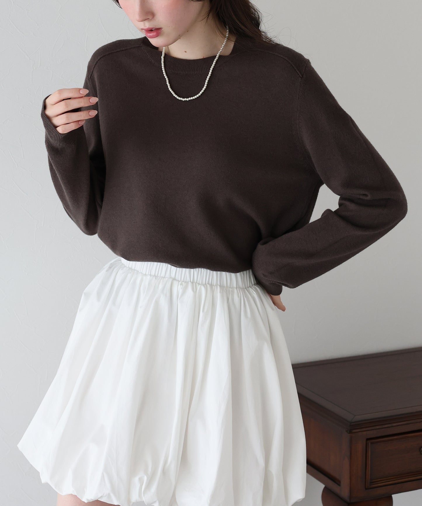 【早割5%OFF】ウール混クルーネックニット