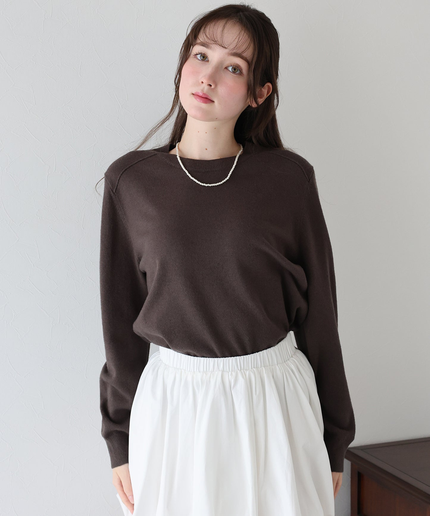【早割5%OFF】ウール混クルーネックニット