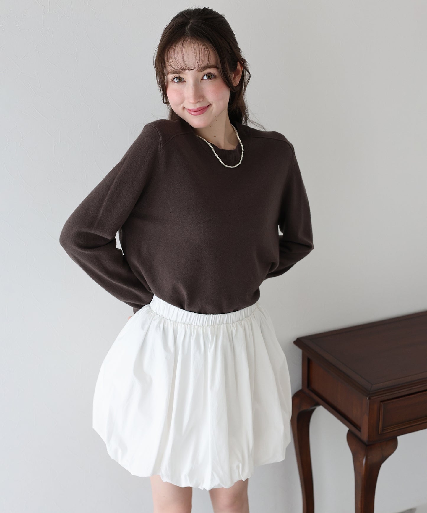 【早割5%OFF】ウール混クルーネックニット