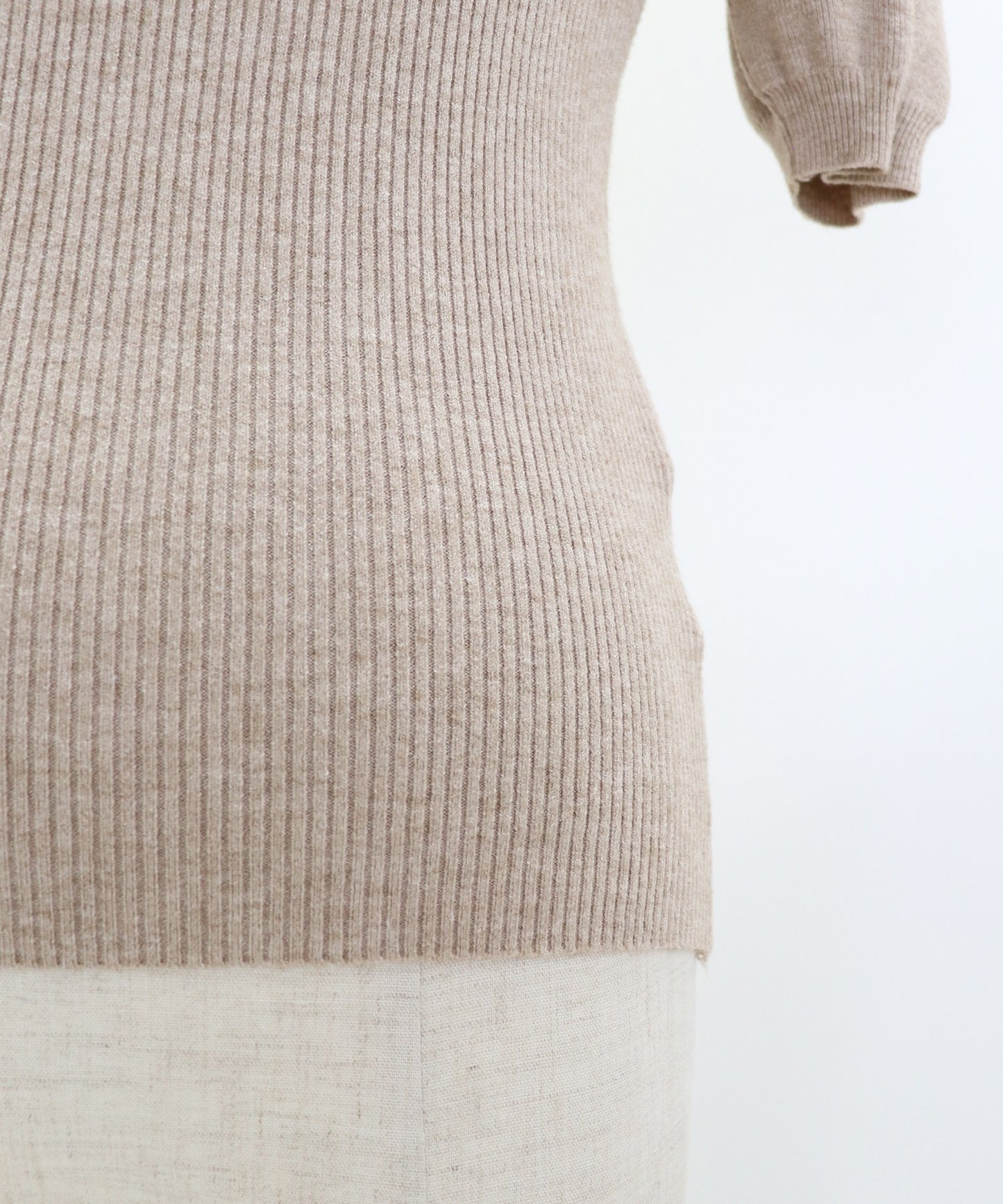 【SALE】パフスリーブ半袖なめらかニット【ネコポス】