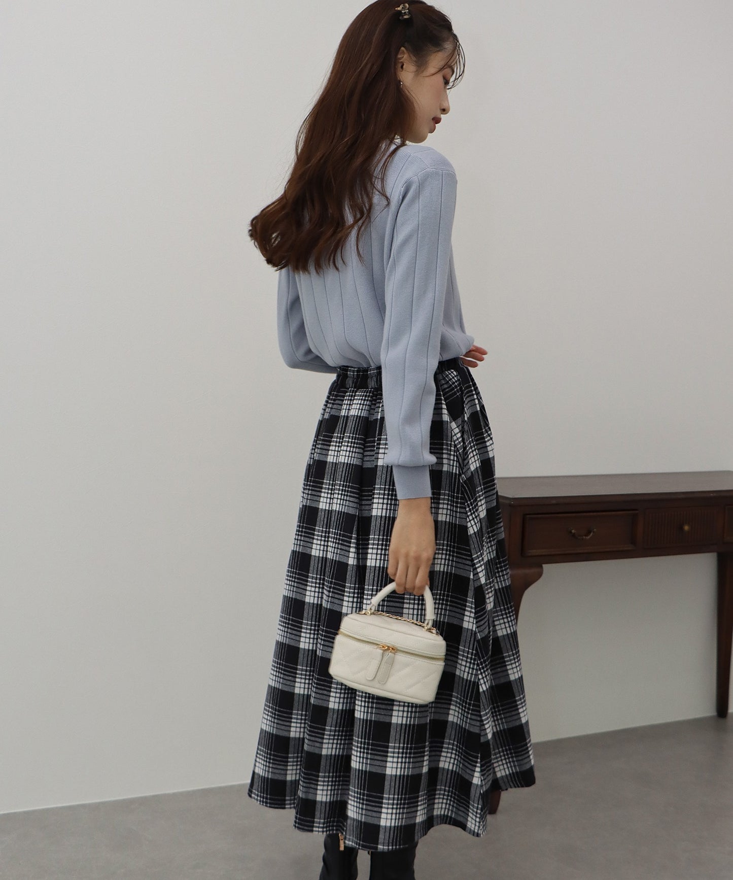 【SALE】丈が選べるチェック柄ロングスカート