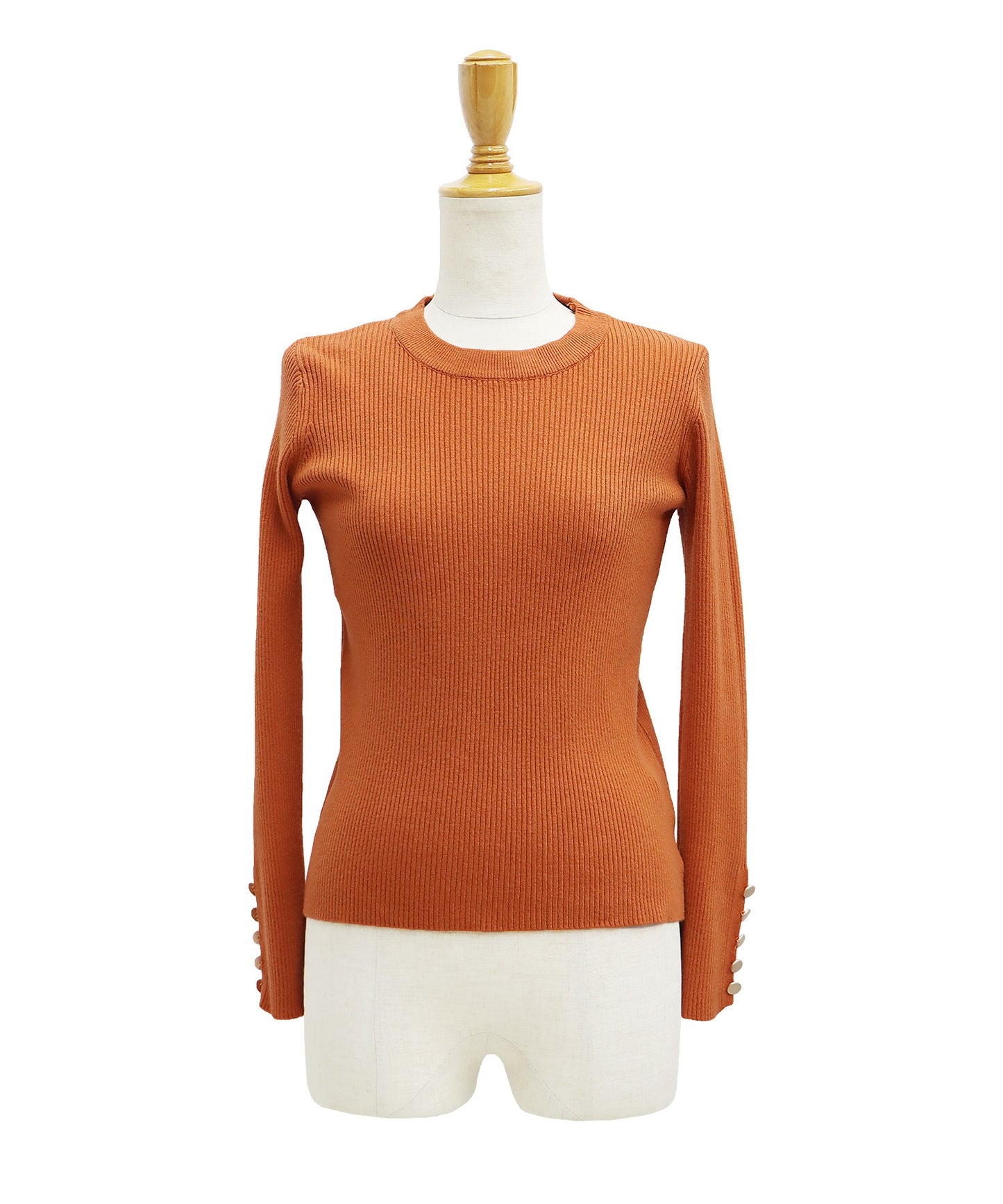 【SALE】金釦付きリブニット