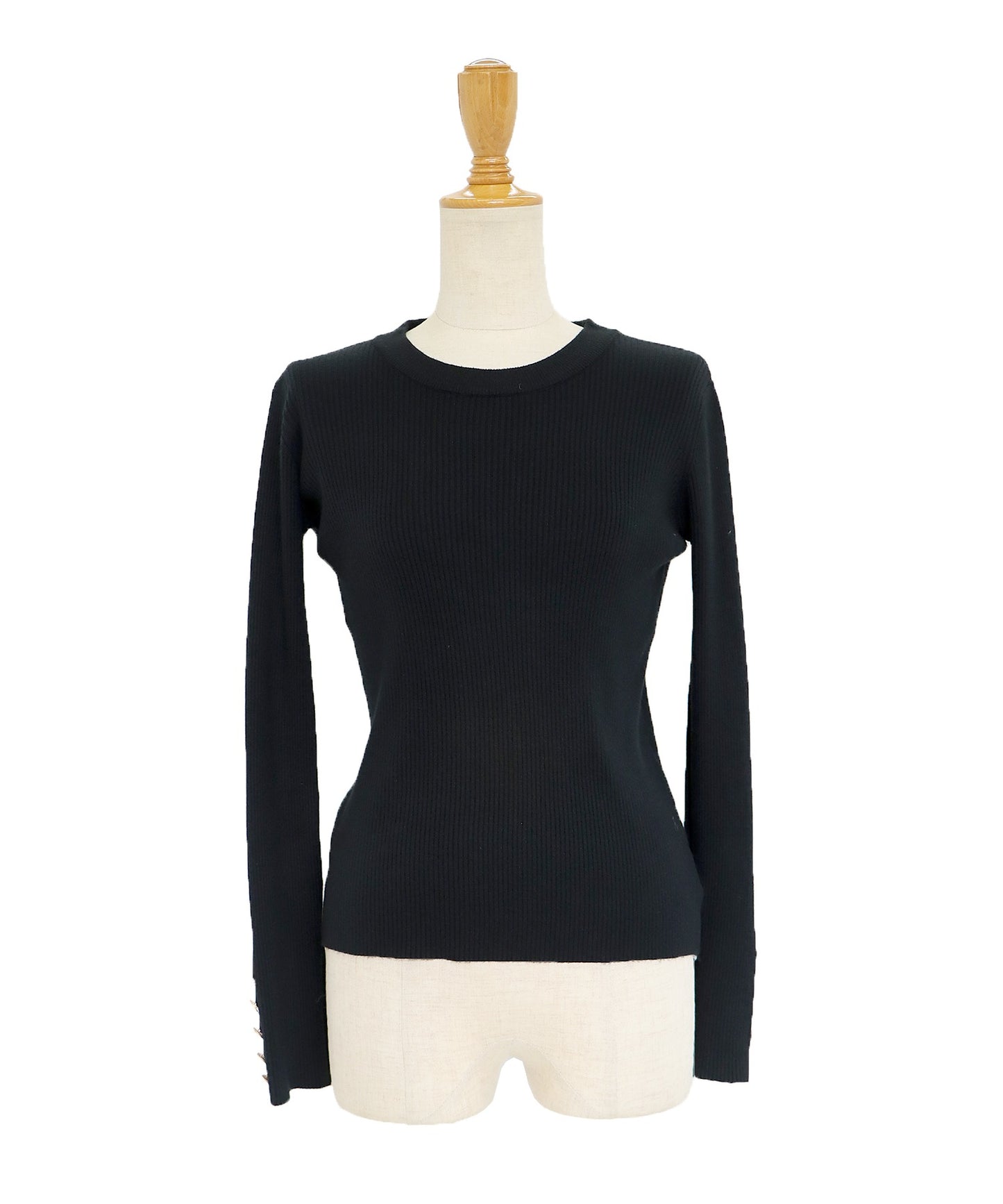 【SALE】金釦付きリブニット