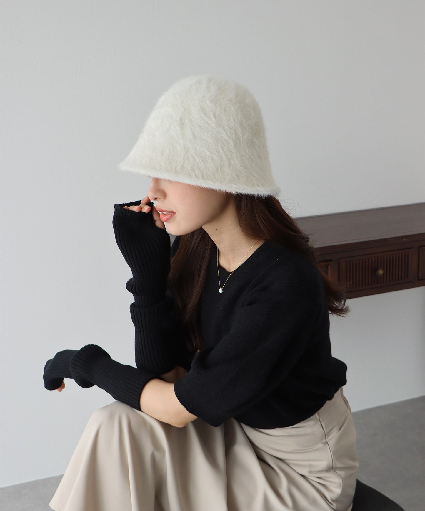 【SALE】ファーバケットハット