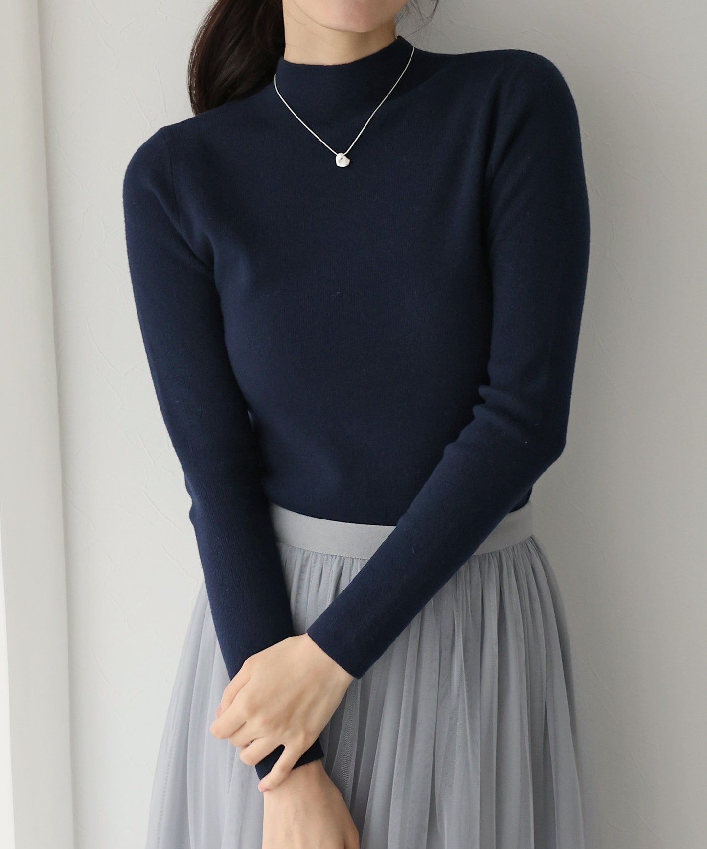 【TIME SALE】ウール混ベーシックハイネックニット