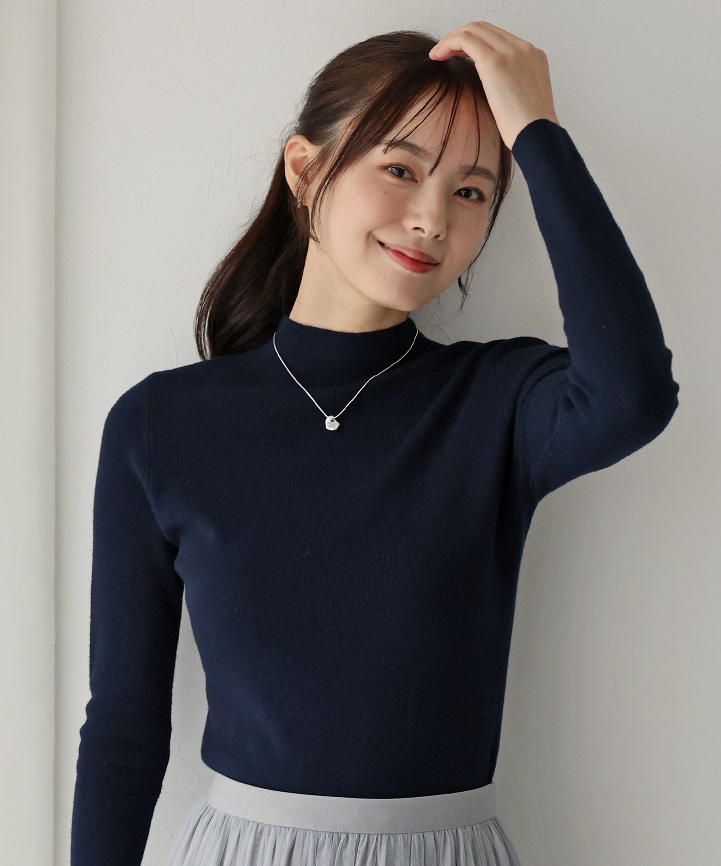 【TIME SALE】ウール混ベーシックハイネックニット