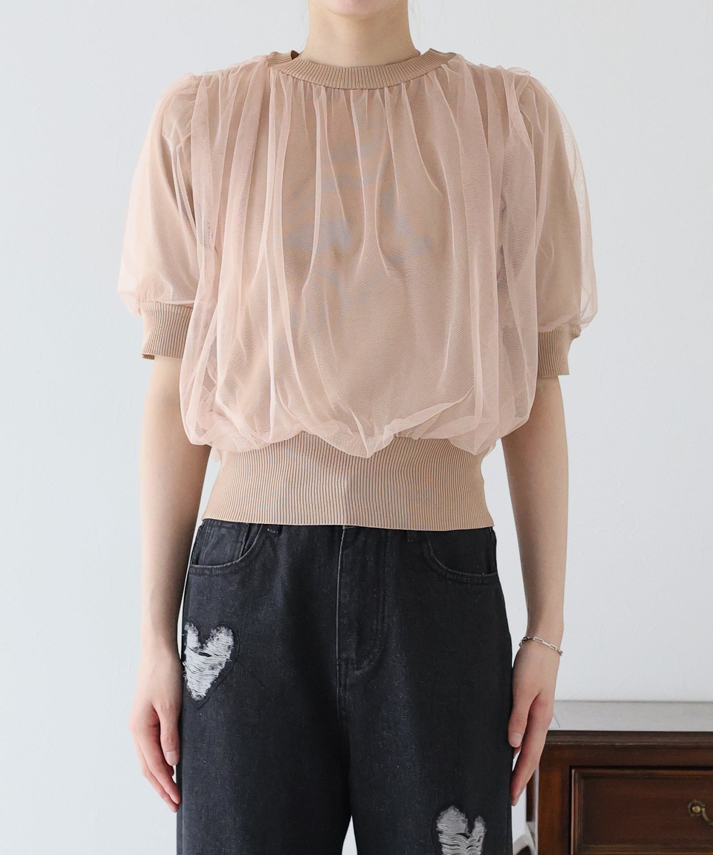 【TIME SALE】チュールレイヤードニット