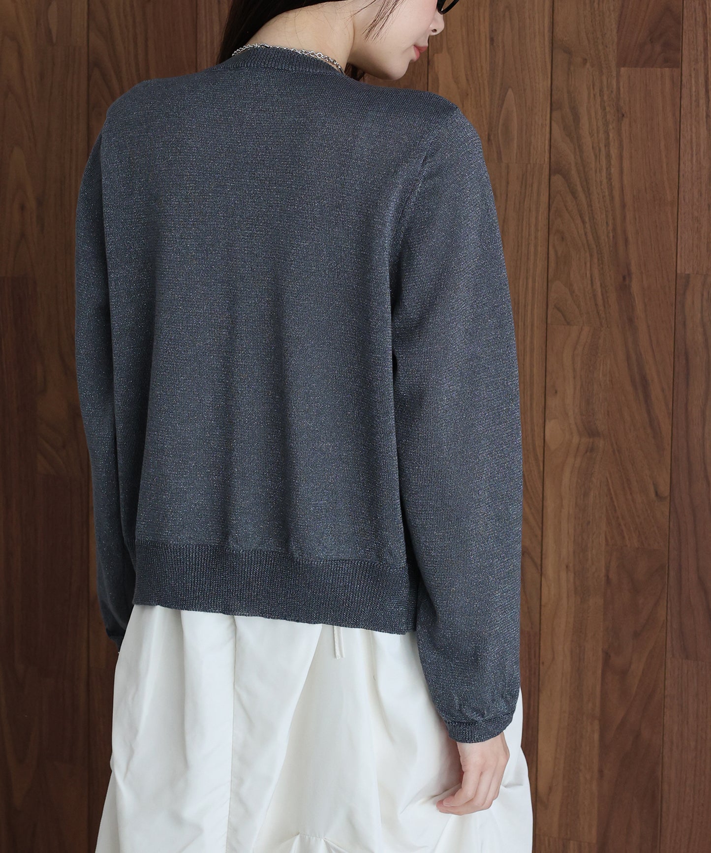 ラメニットシアーカーディガン【ネコポス】