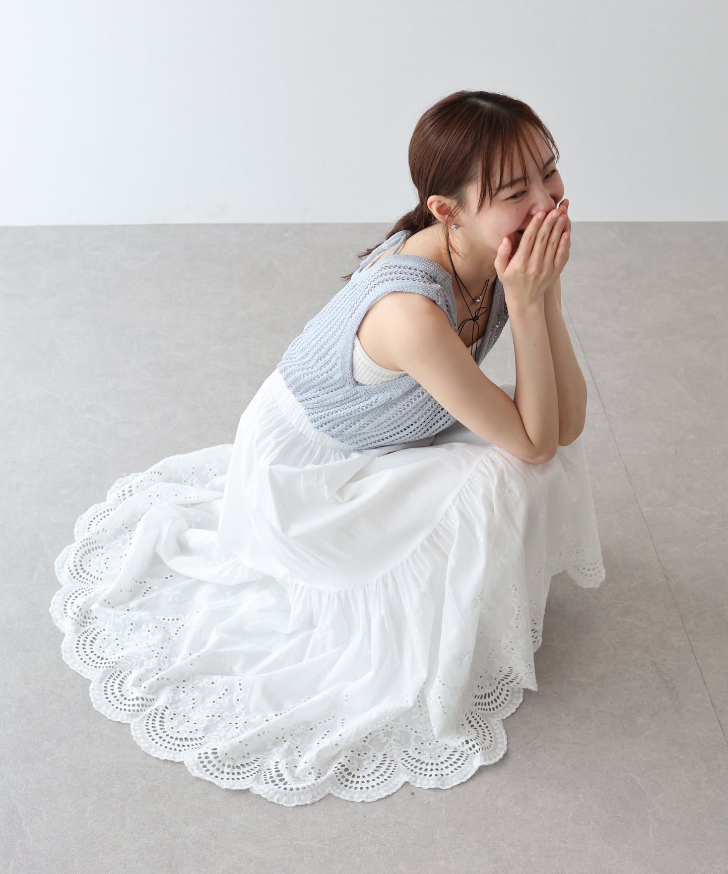コットンレースティアードスカート