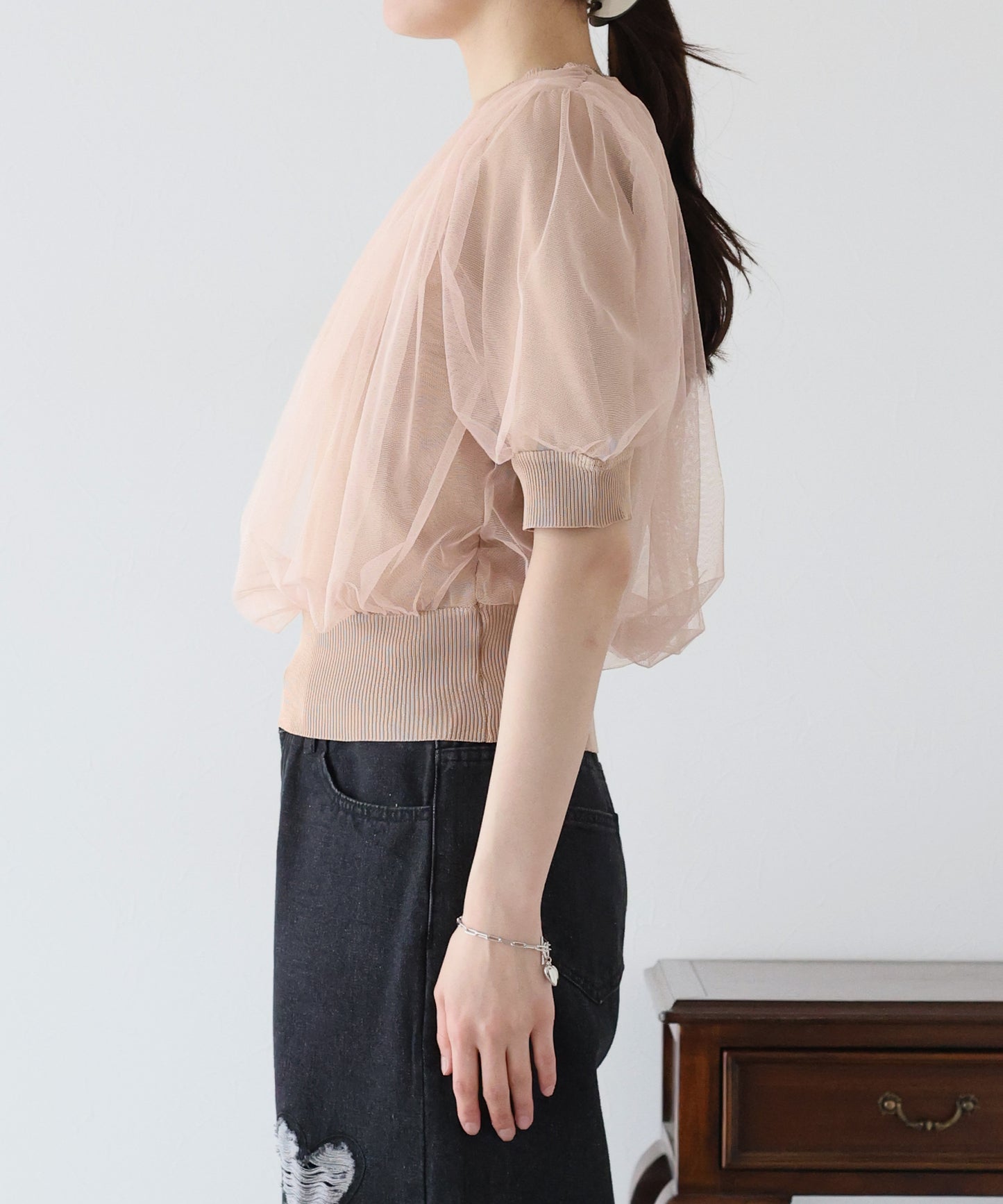 【TIME SALE】チュールレイヤードニット