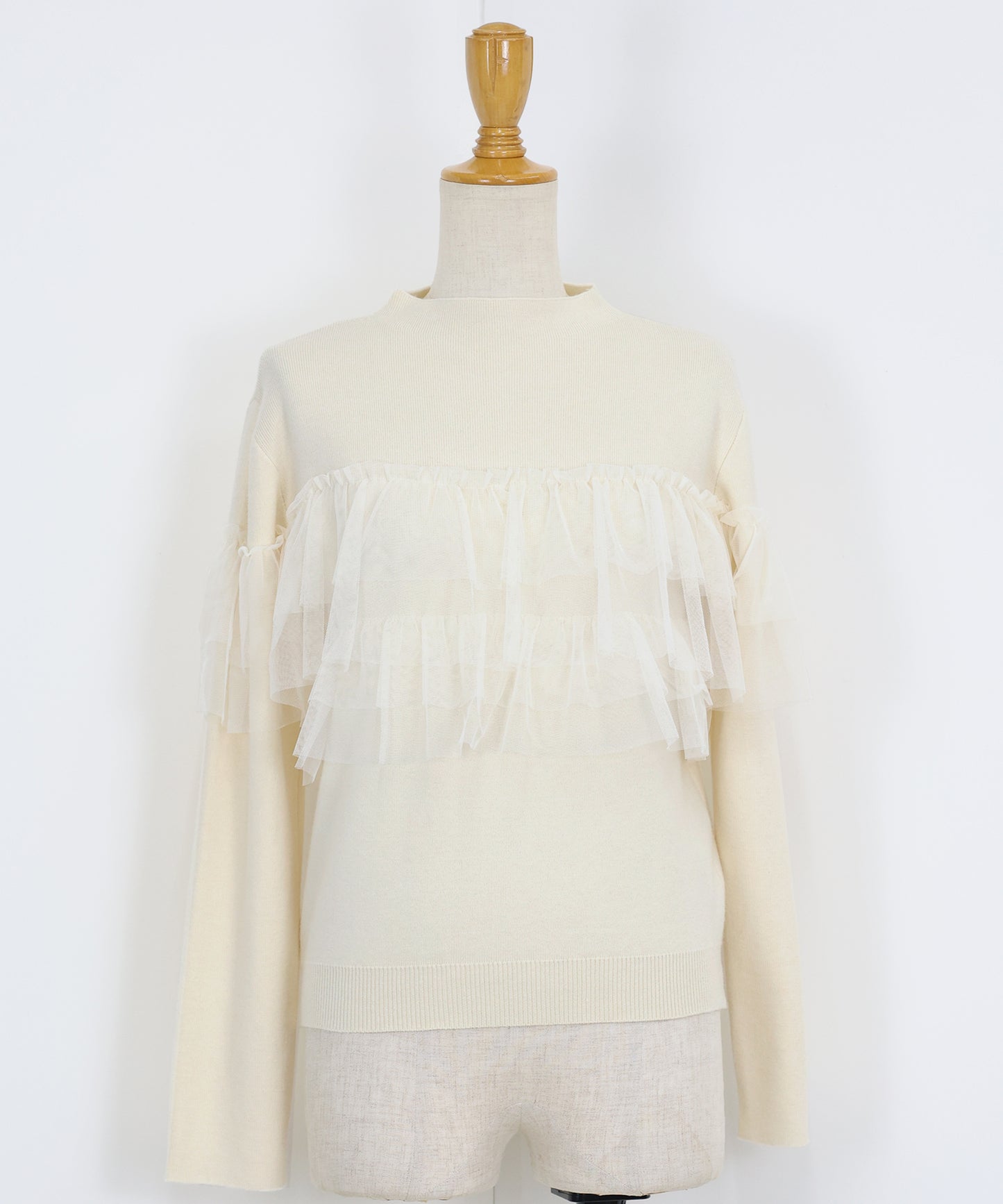 【TIME SALE】フリルチュール長袖ニット