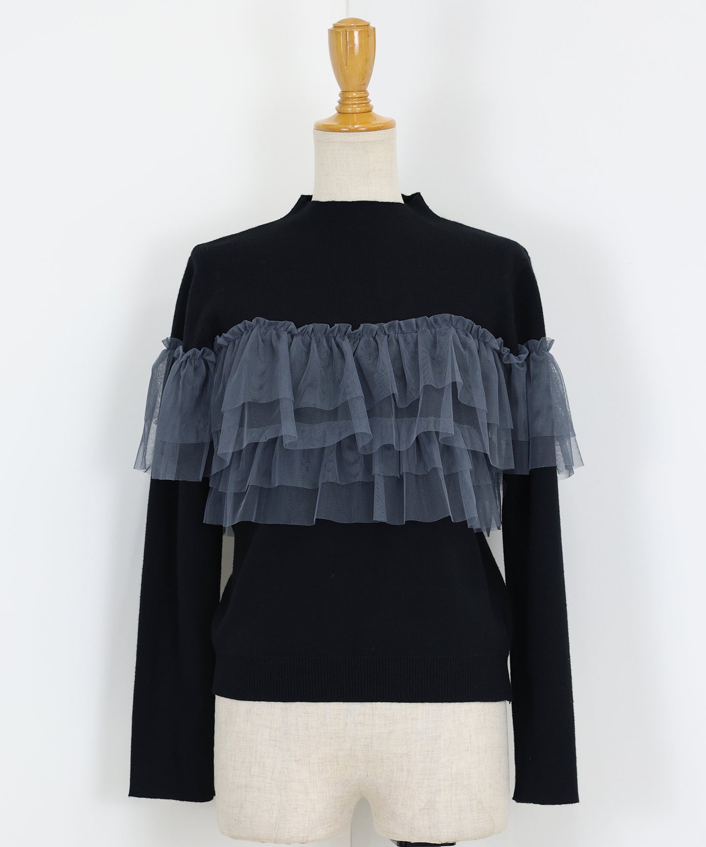 【TIME SALE】フリルチュール長袖ニット