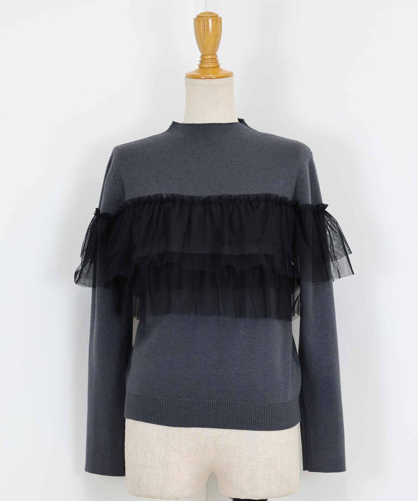 【TIME SALE】フリルチュール長袖ニット