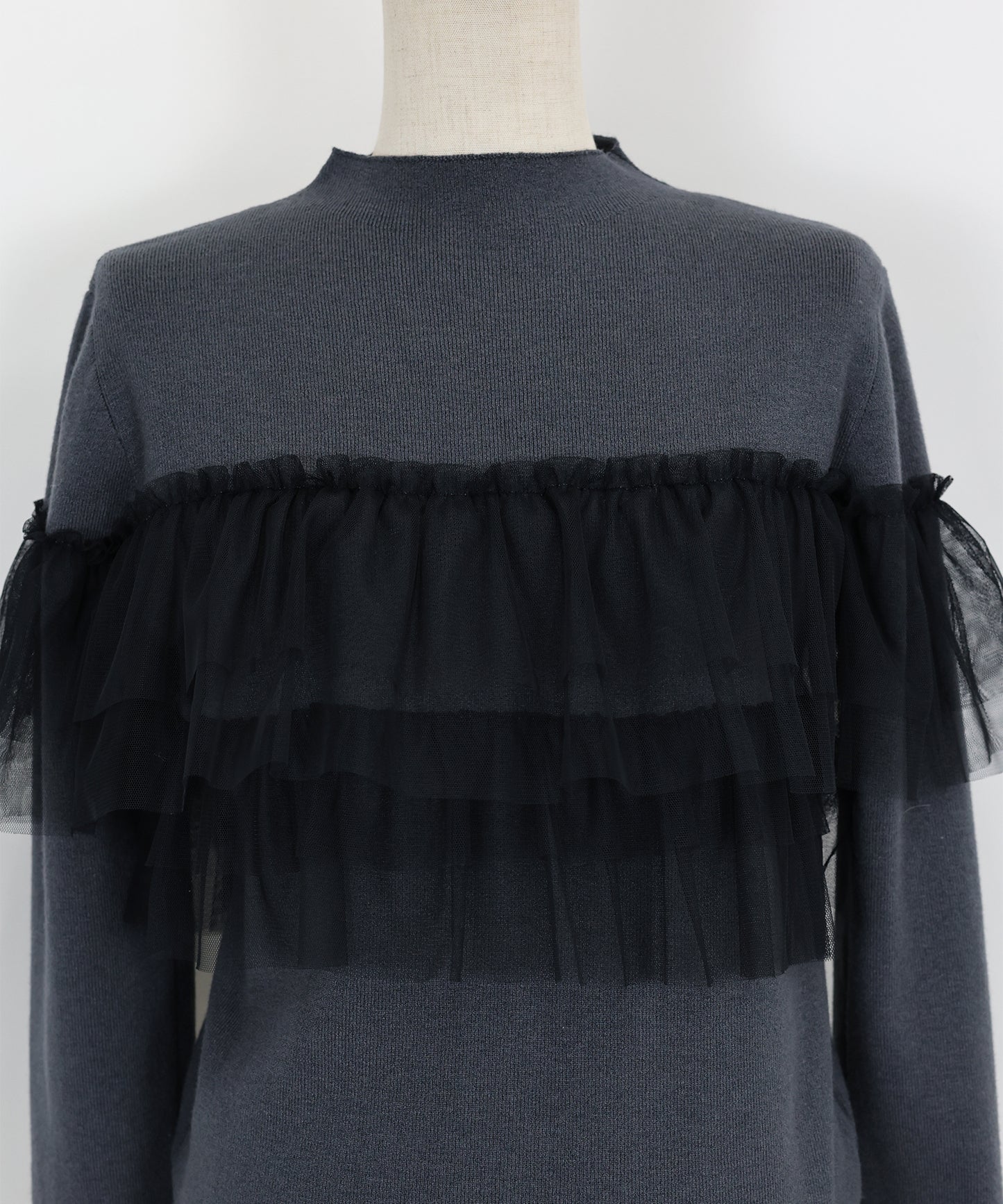 【TIME SALE】フリルチュール長袖ニット