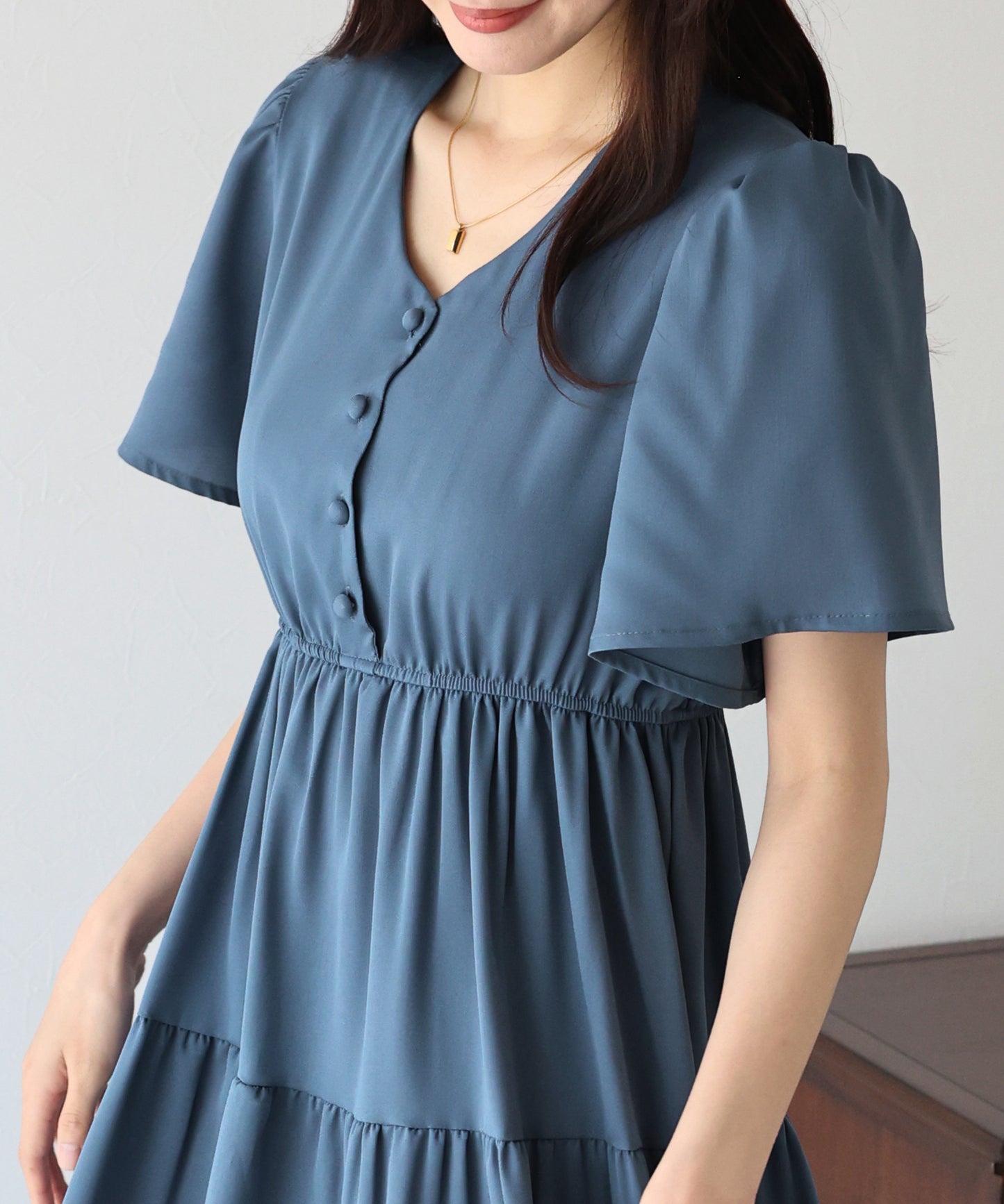 【SALE】フレアスリーブティアードワンピース