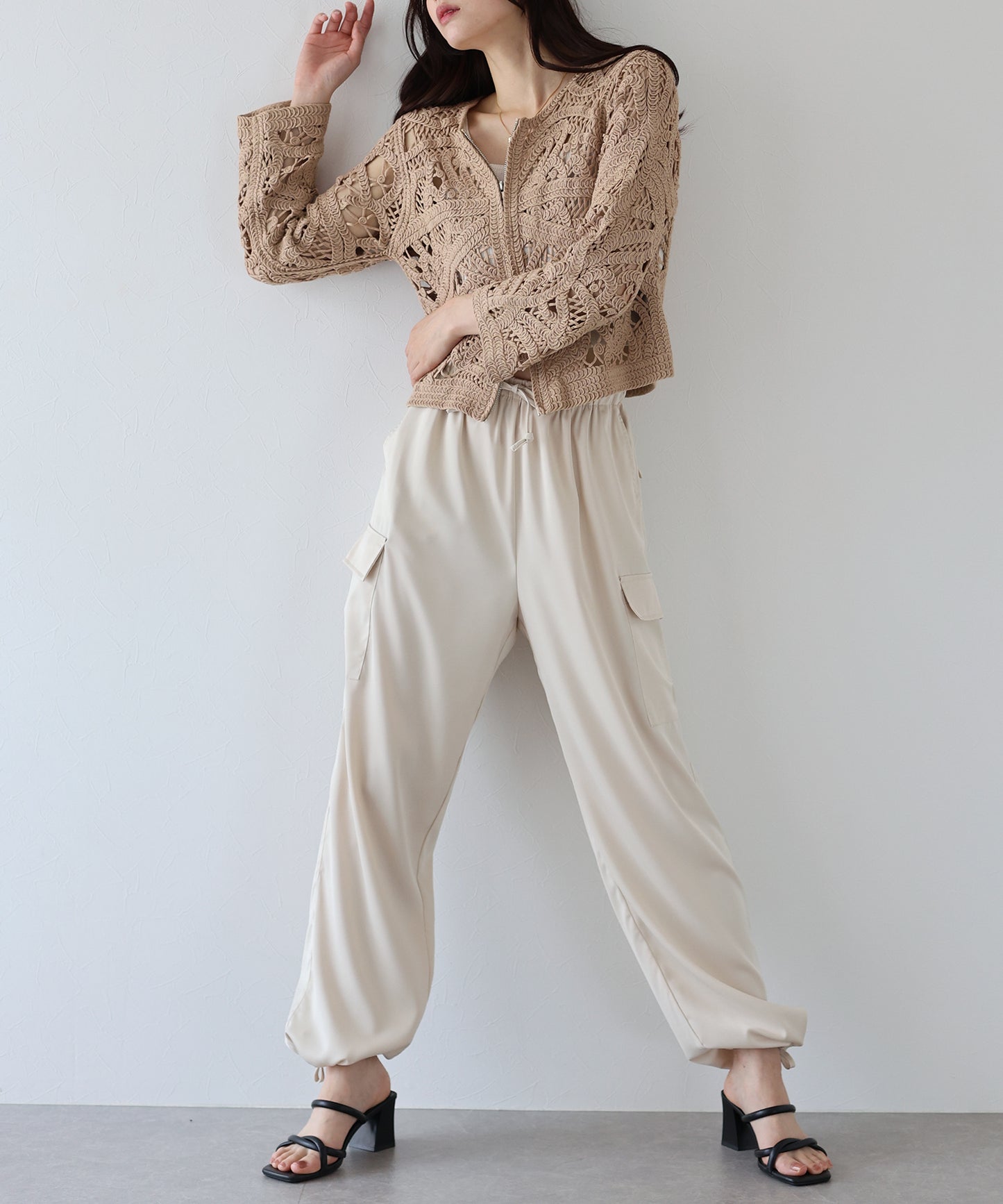 【SALE】ダブルジップクロシェカーディガン