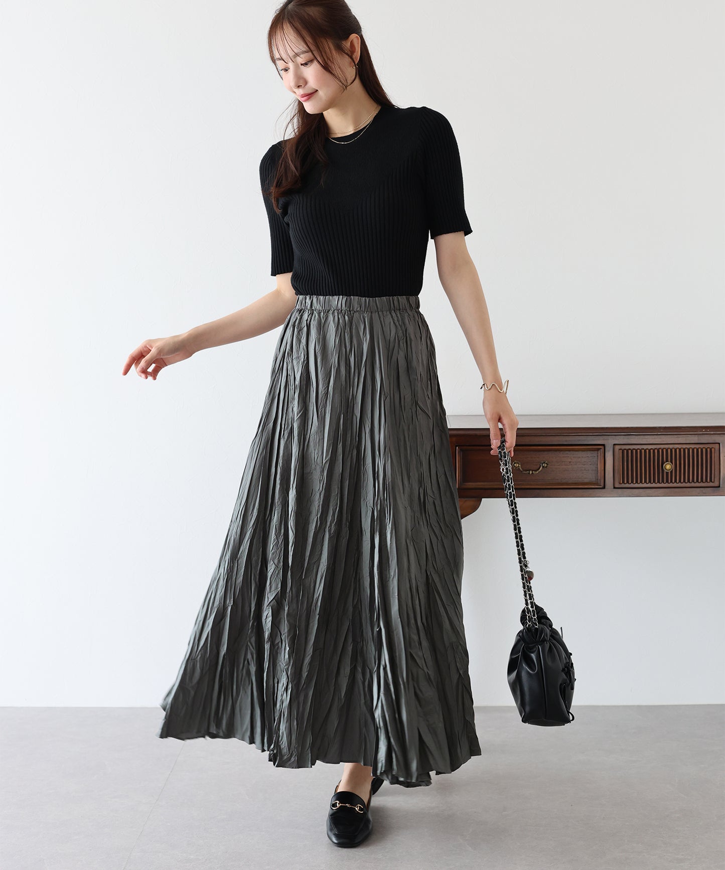 【SALE】シャイニープリーツスカート
