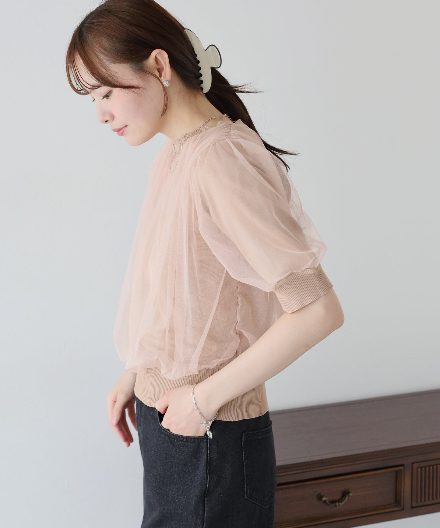 【TIME SALE】チュールレイヤードニット