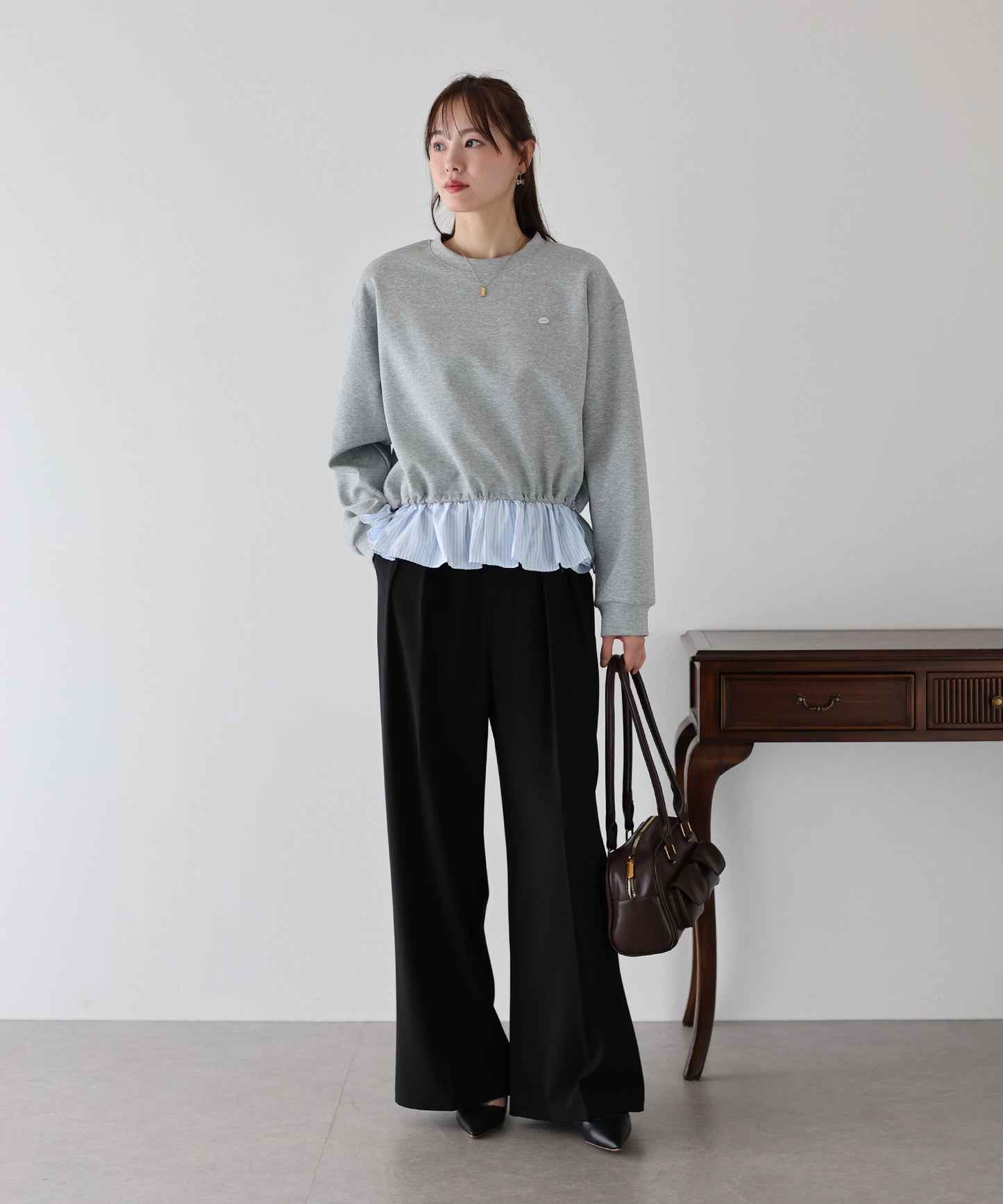 【SALE】シャツレイヤードスウェット