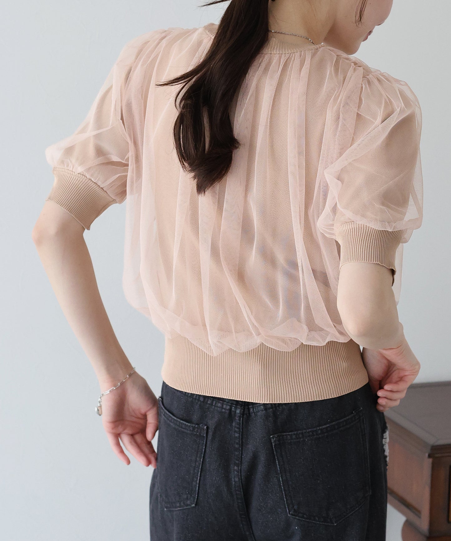 【TIME SALE】チュールレイヤードニット