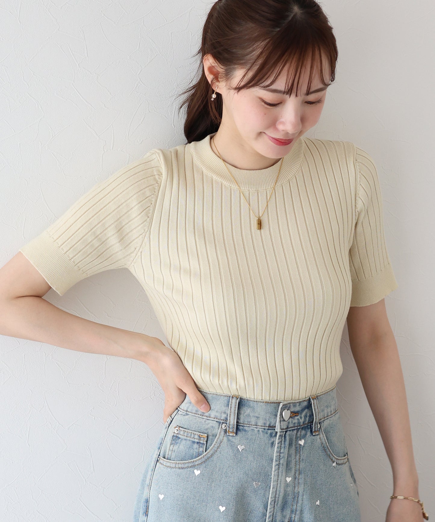 【TIME SALE】サマーリブニットトップス【ネコポス】