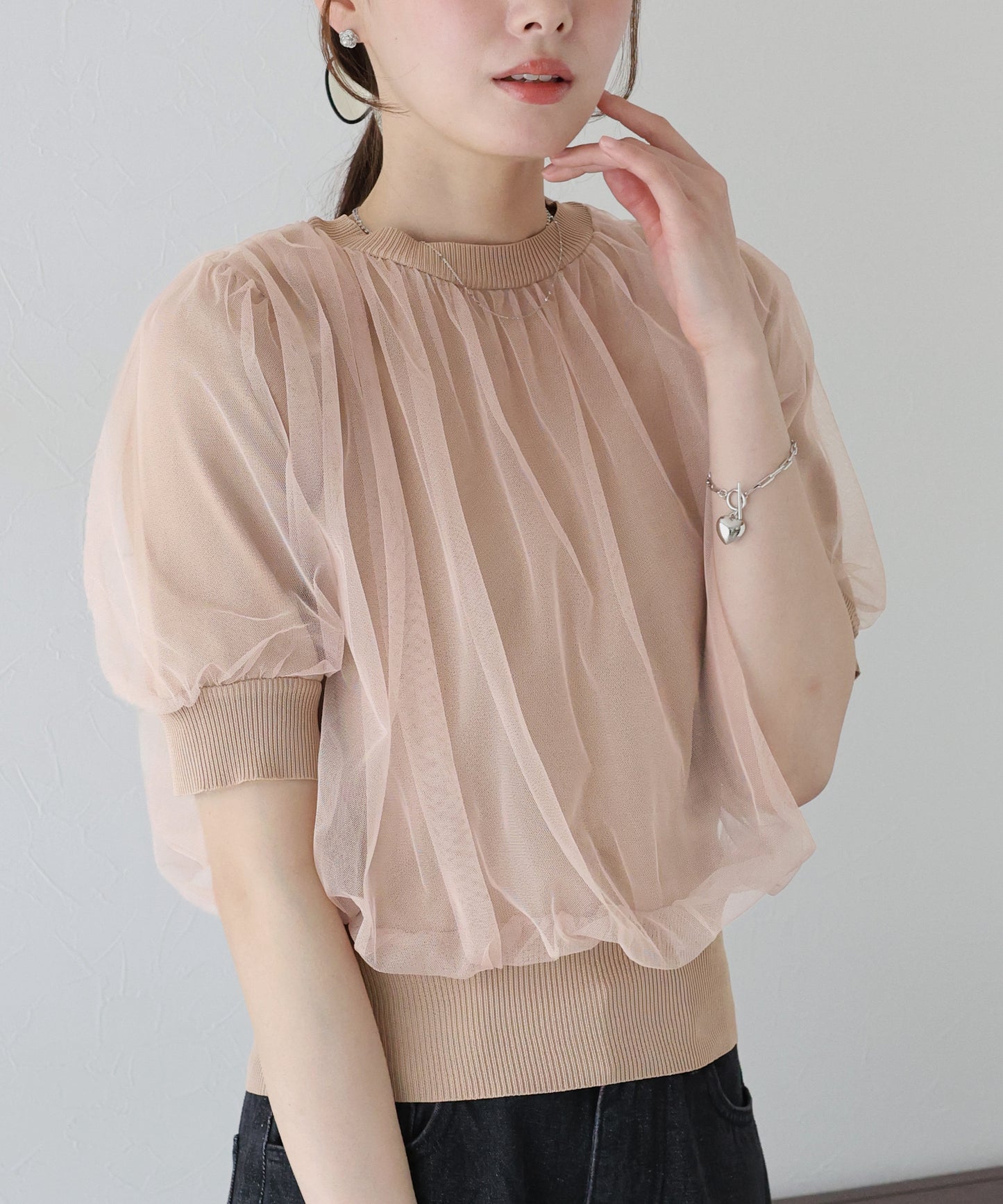 【TIME SALE】チュールレイヤードニット