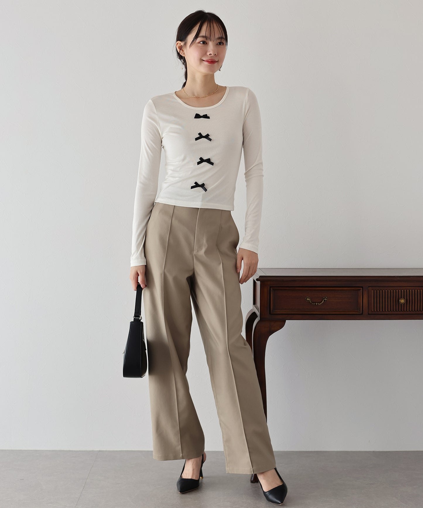 【SALE】リボン付きカットソー【ネコポス】