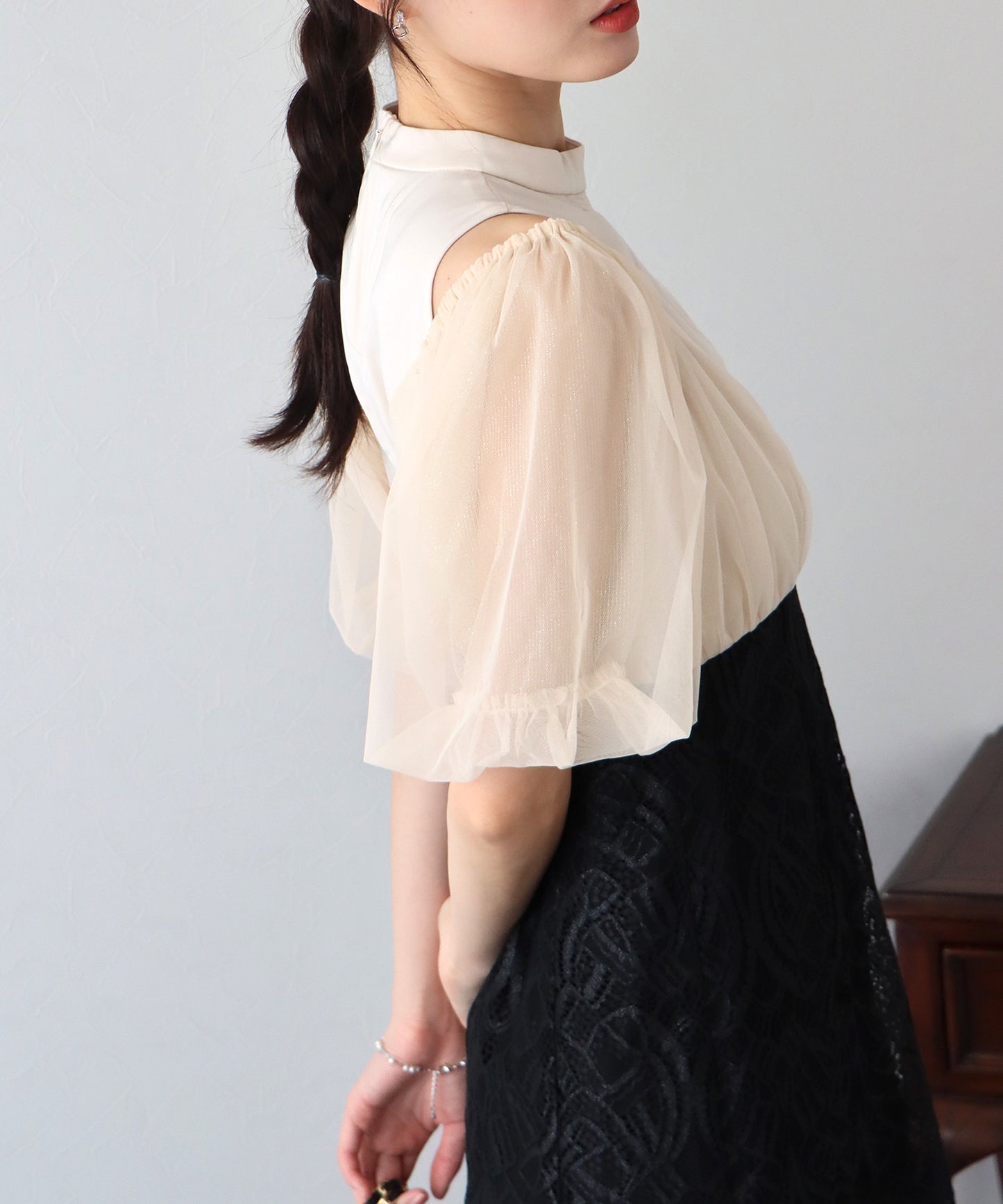 【TIME SALE】ラメチュールオフショルパーティードレス