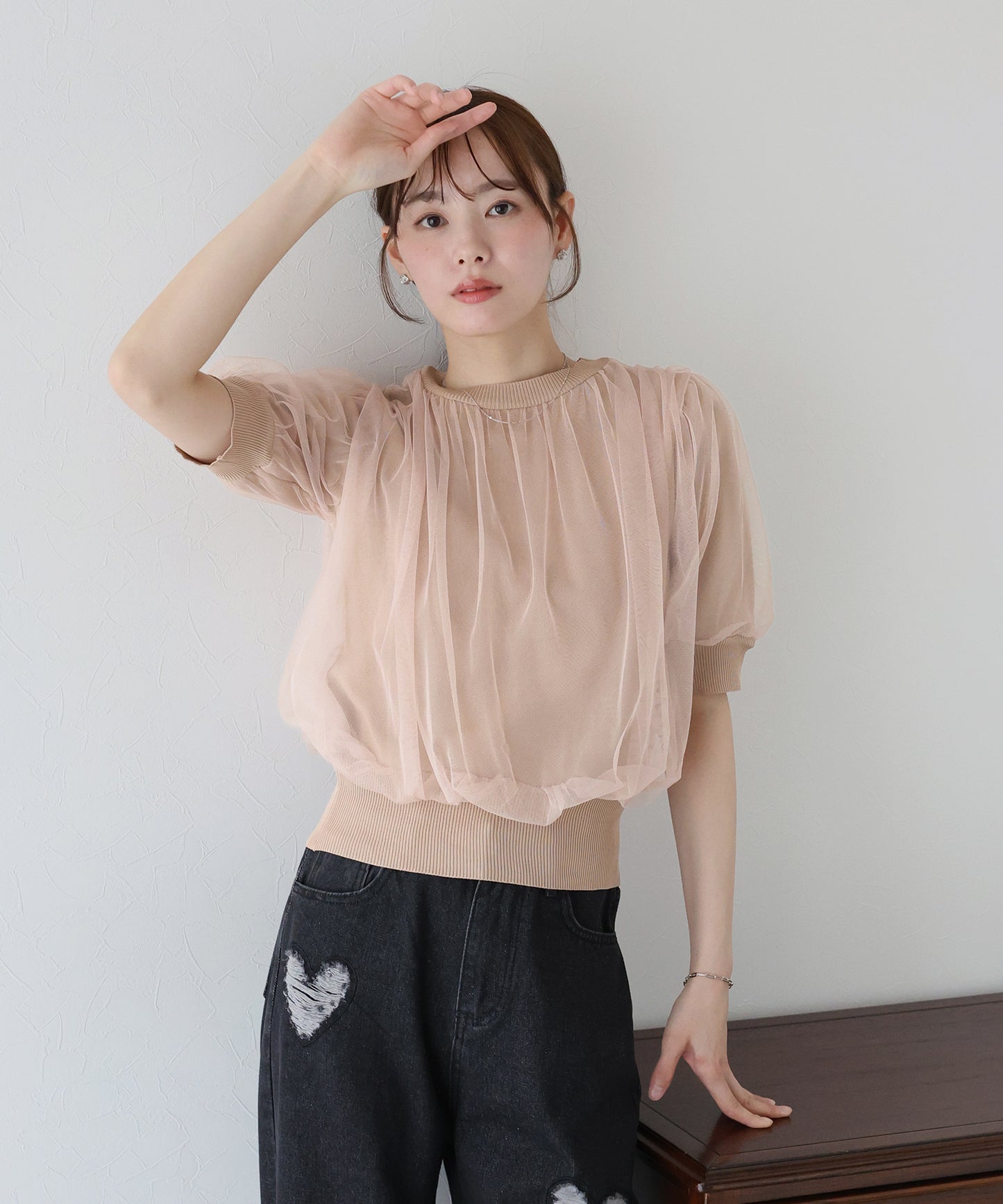 【TIME SALE】チュールレイヤードニット