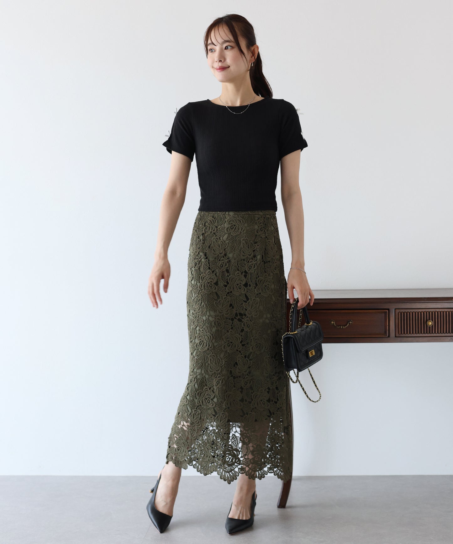 【SALE】袖リボンクロップドリブトップス【ネコポス】