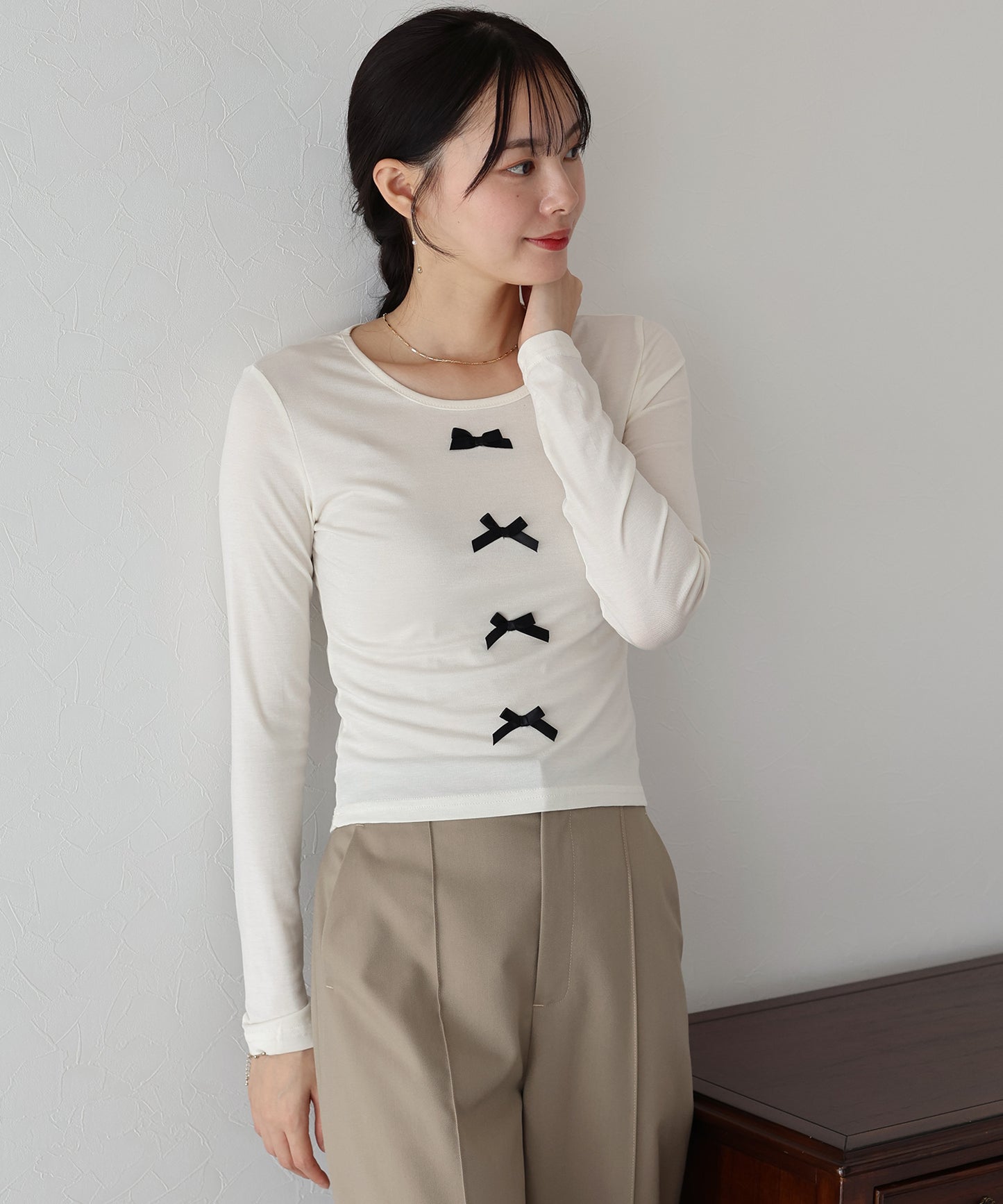 【SALE】リボン付きカットソー【ネコポス】