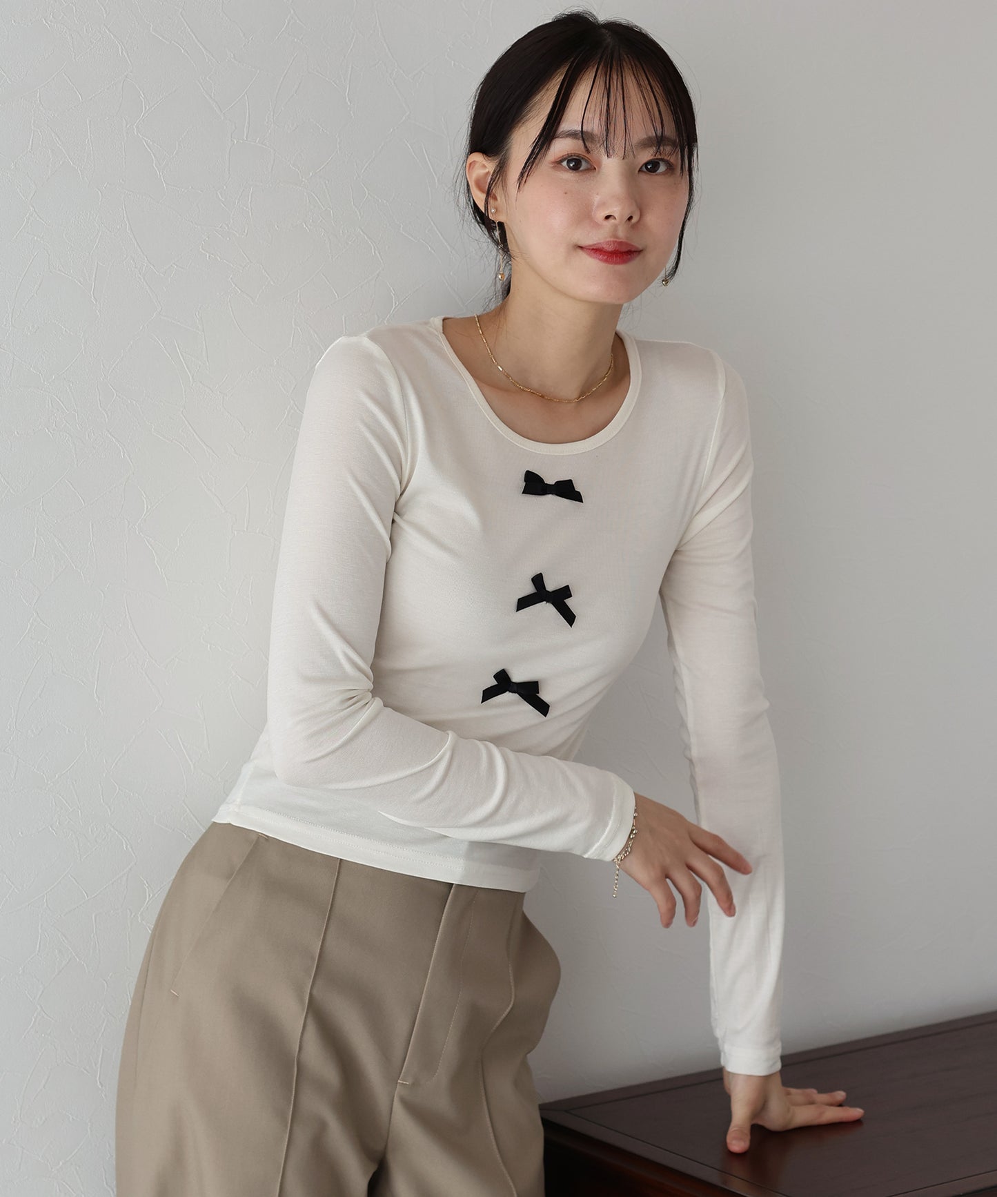 【SALE】リボン付きカットソー【ネコポス】