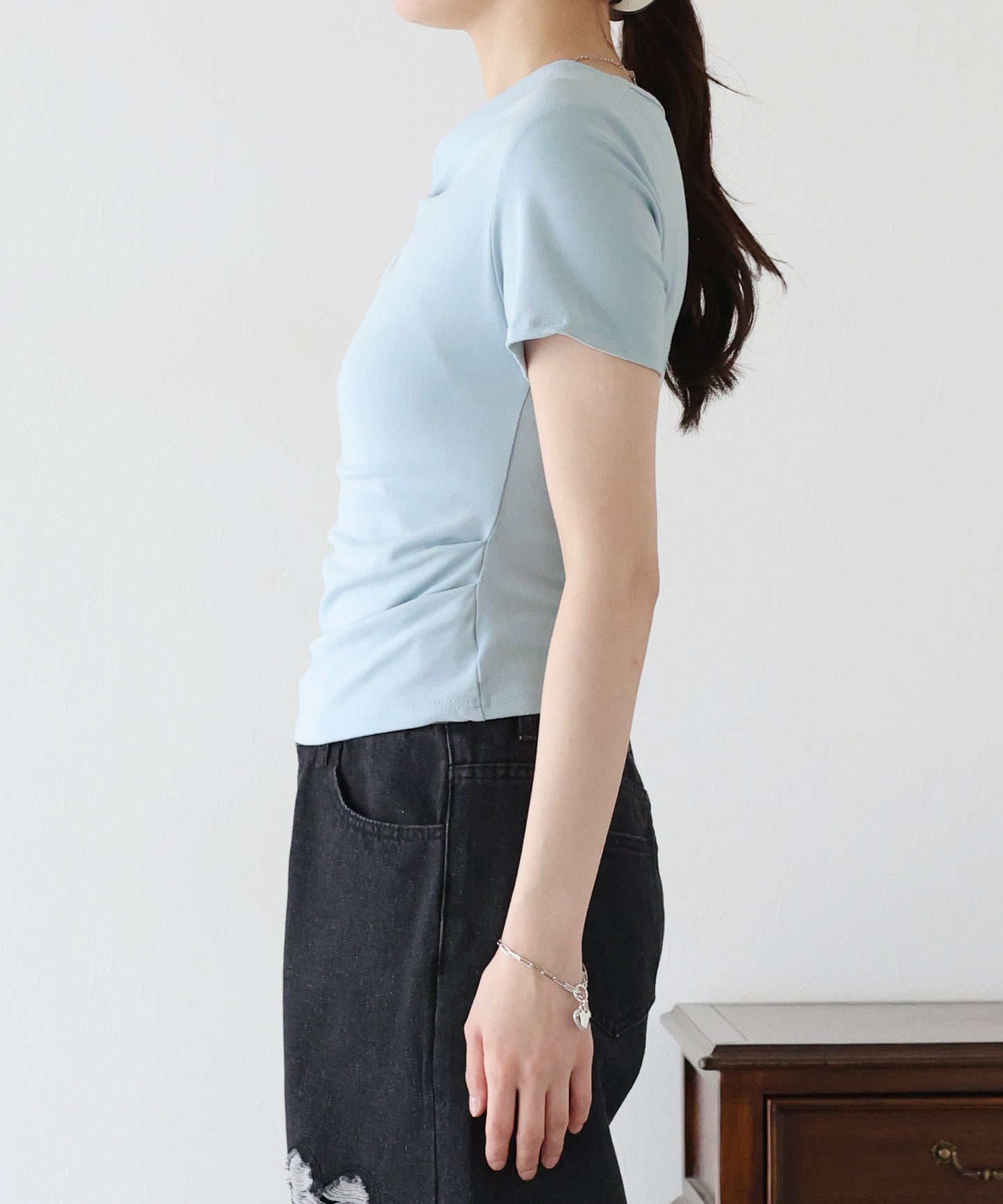 【TIME SALE】半袖アシメドレープTシャツ【ネコポス】