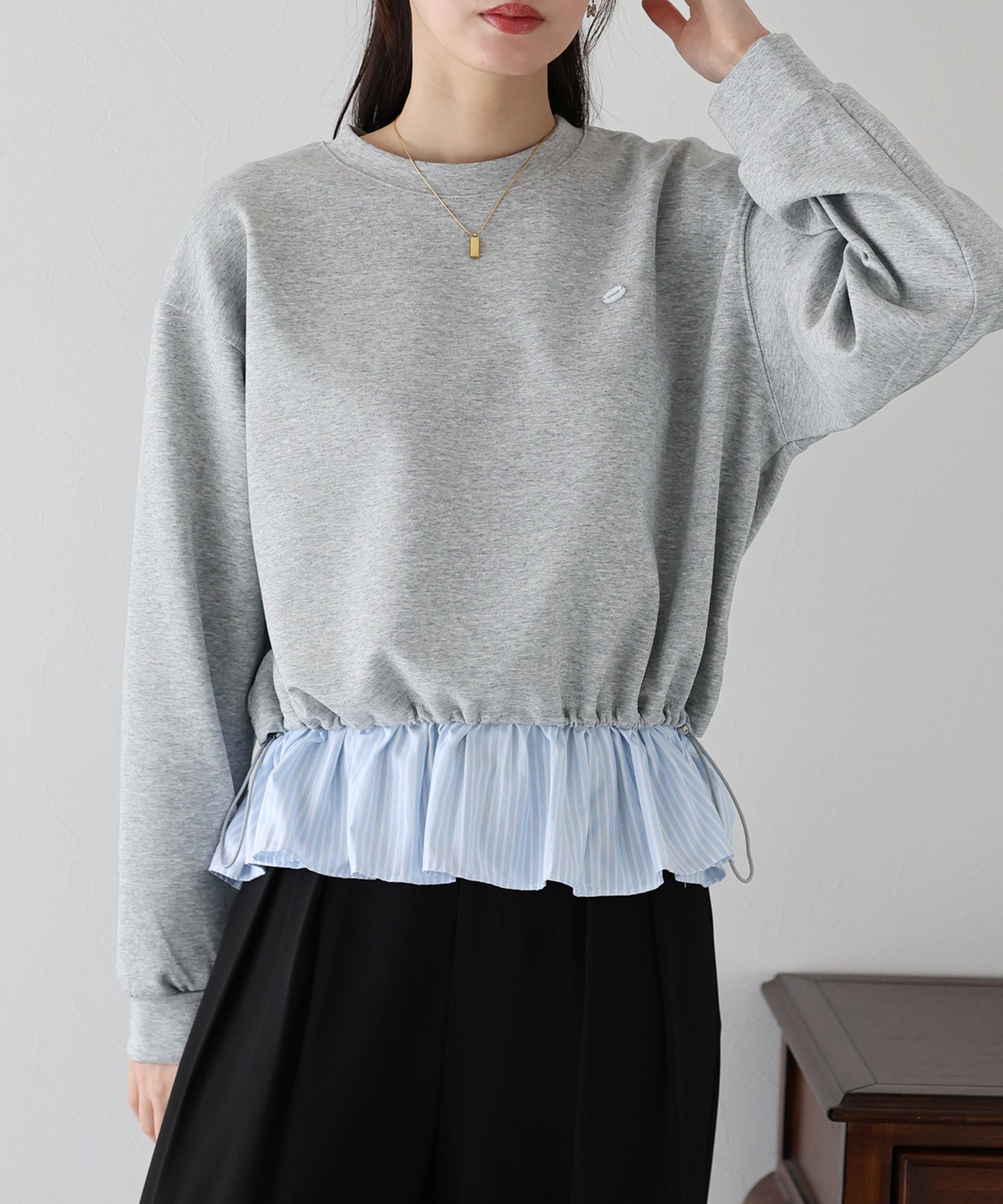 【SALE】シャツレイヤードスウェット