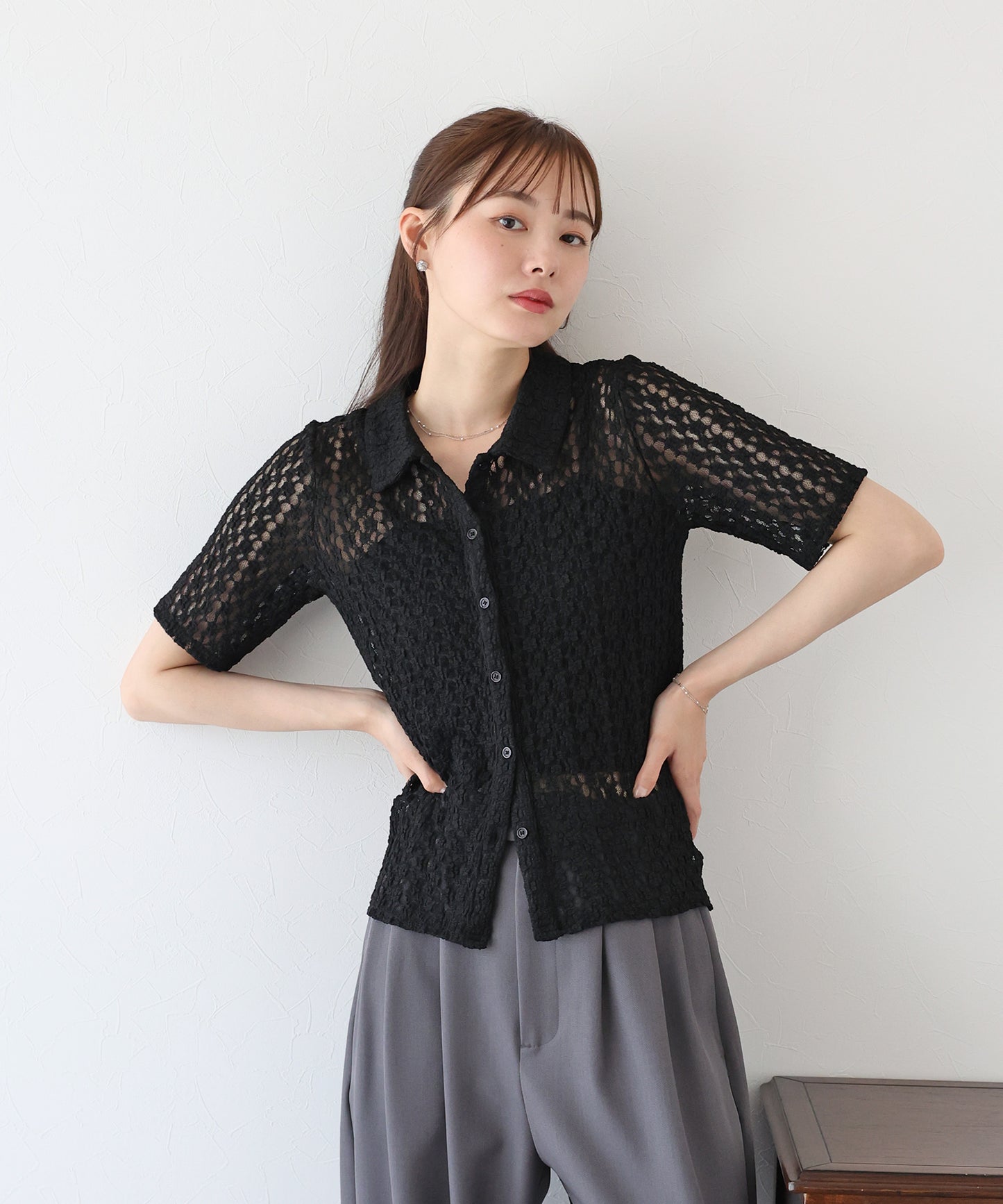 【TIME SALE】カットレースポロシャツ【ネコポス】