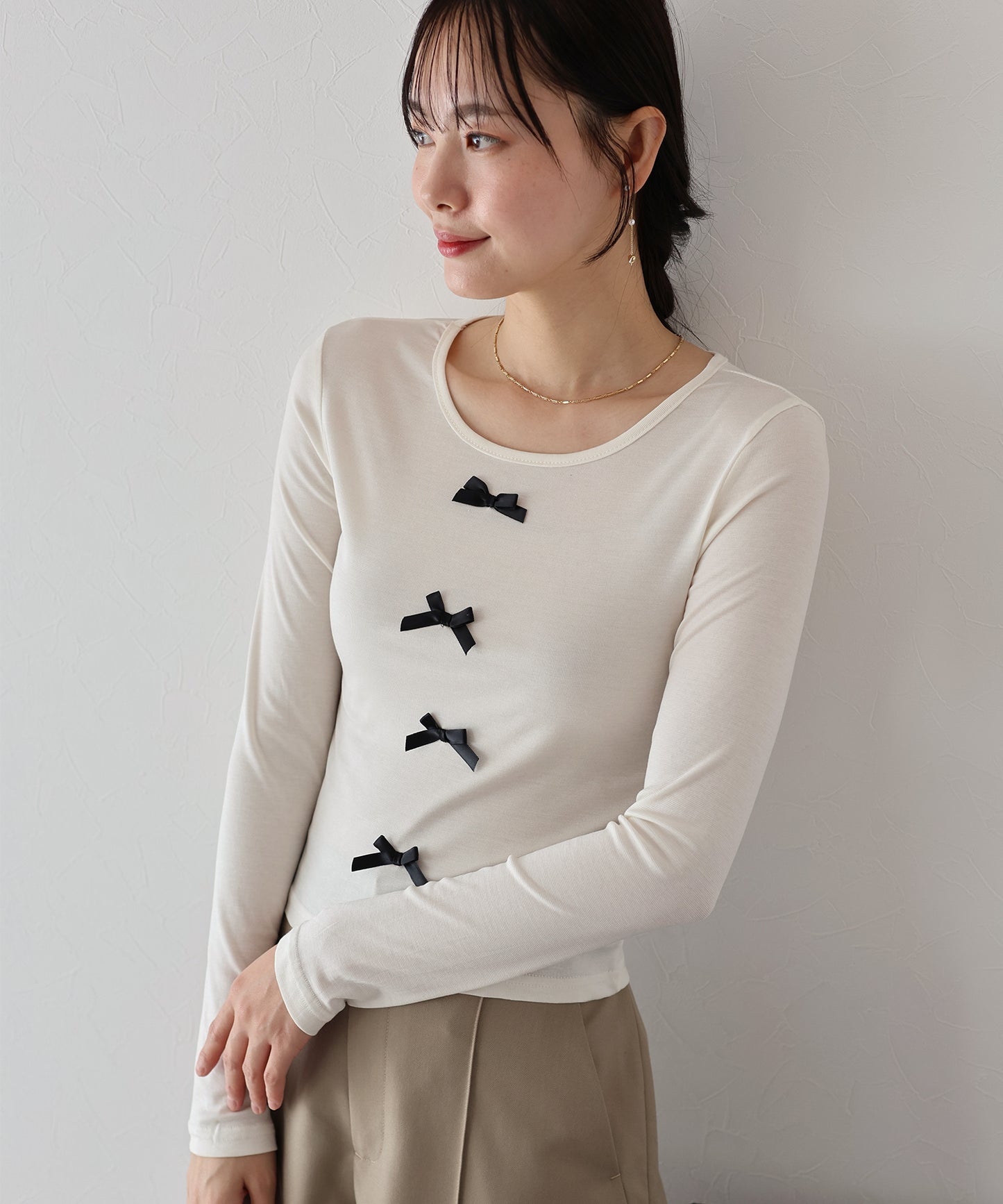 【SALE】リボン付きカットソー【ネコポス】