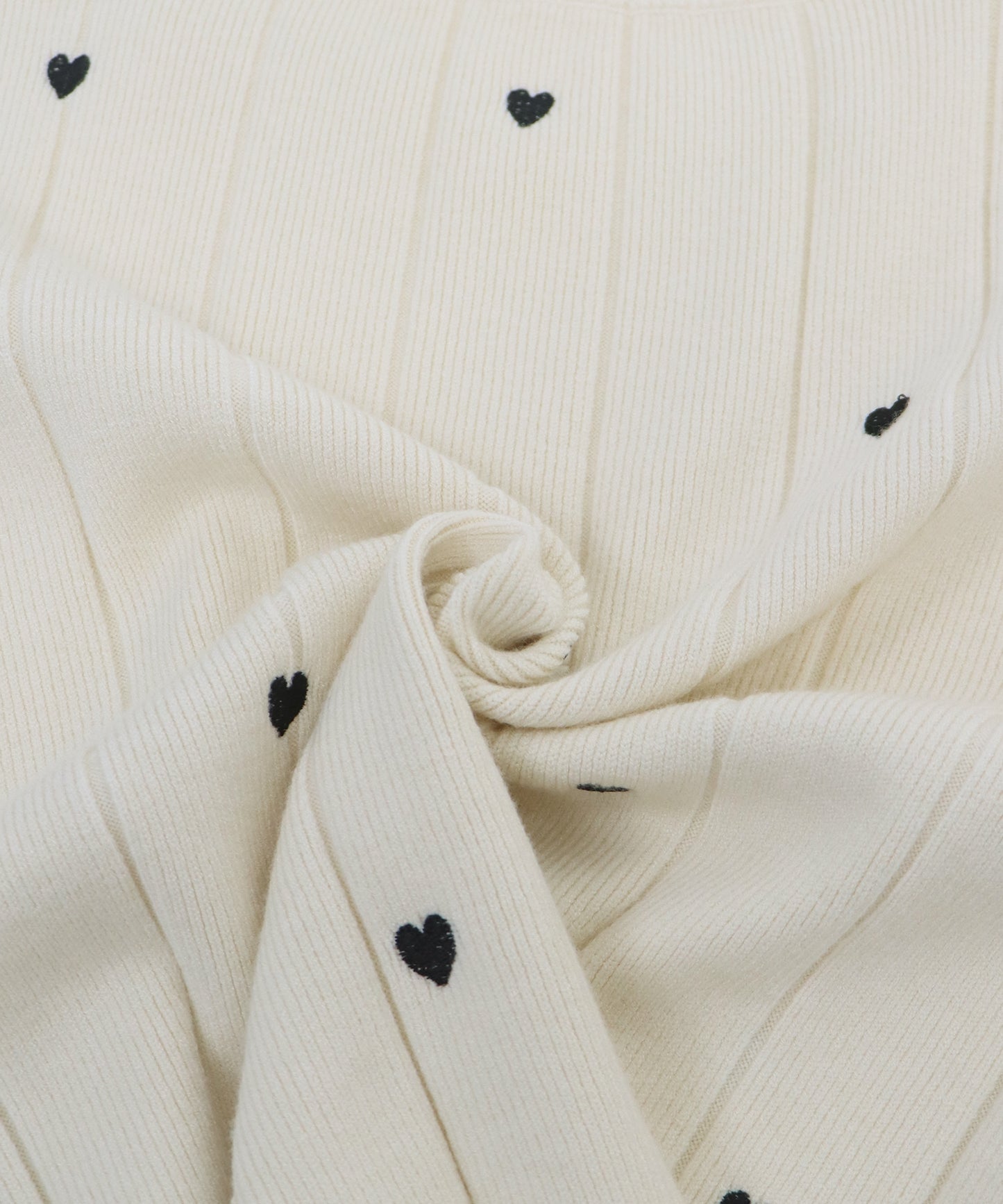 【TIME SALE】ハート刺繍ワイドリブニット