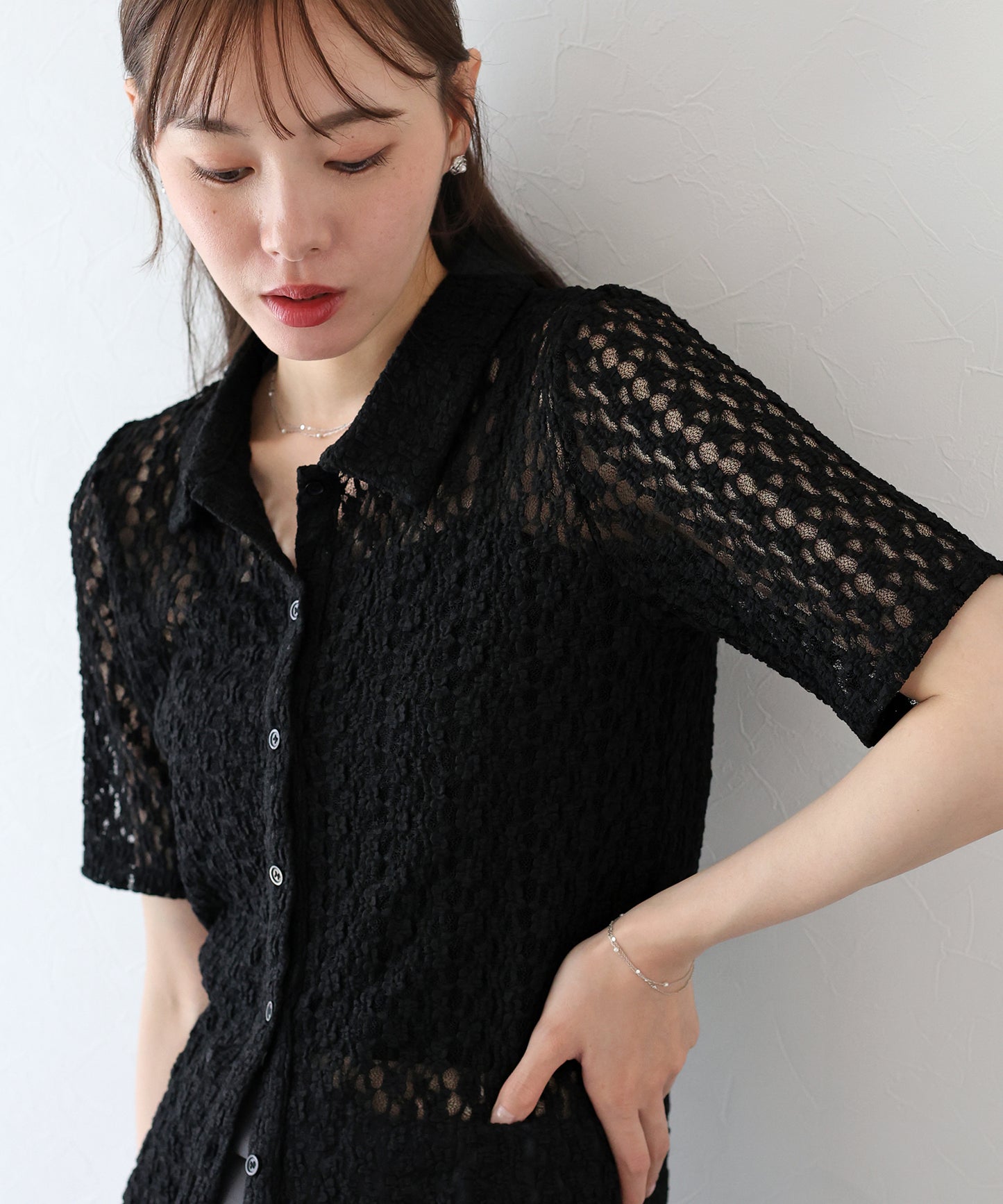 【TIME SALE】カットレースポロシャツ【ネコポス】