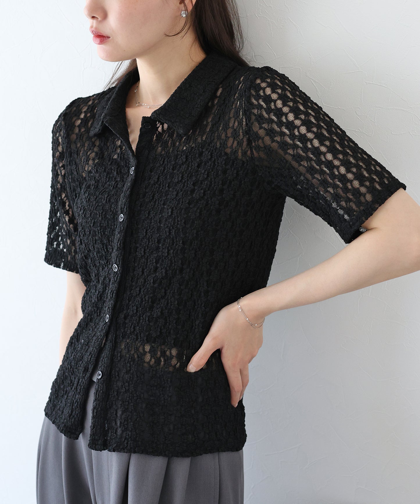 【TIME SALE】カットレースポロシャツ【ネコポス】