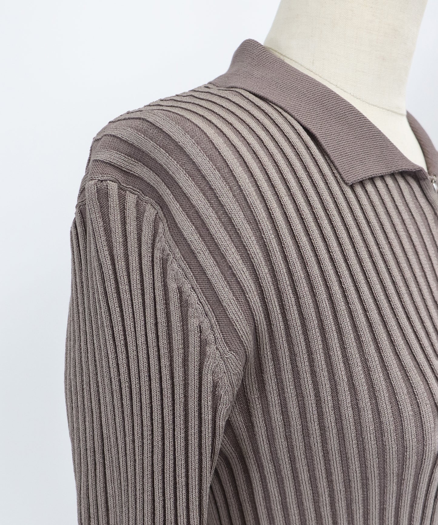 【SALE】バイカラーポロ襟Wジップカーディガン