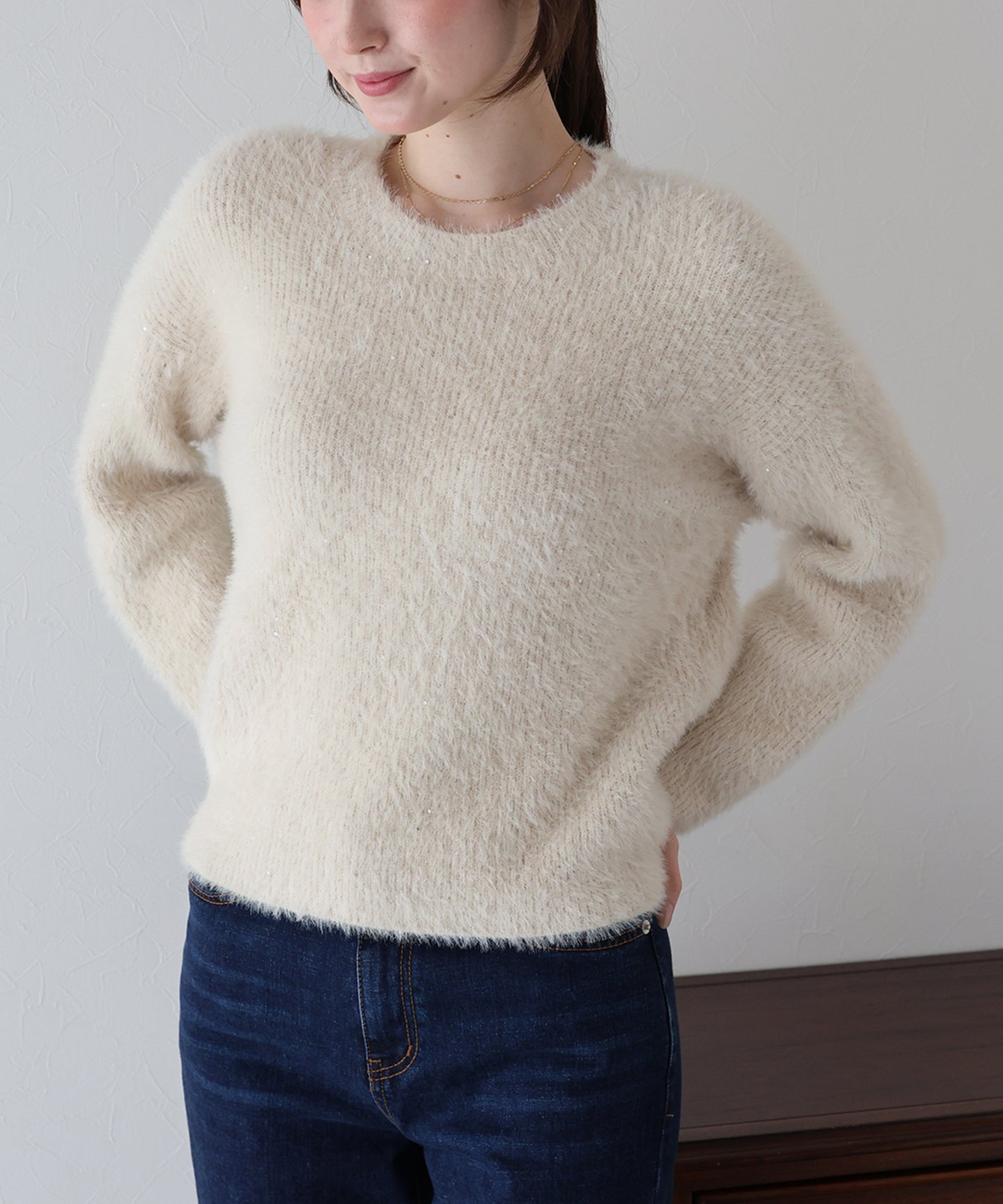 【早割5%OFF】スパンコールラメシャギーニット