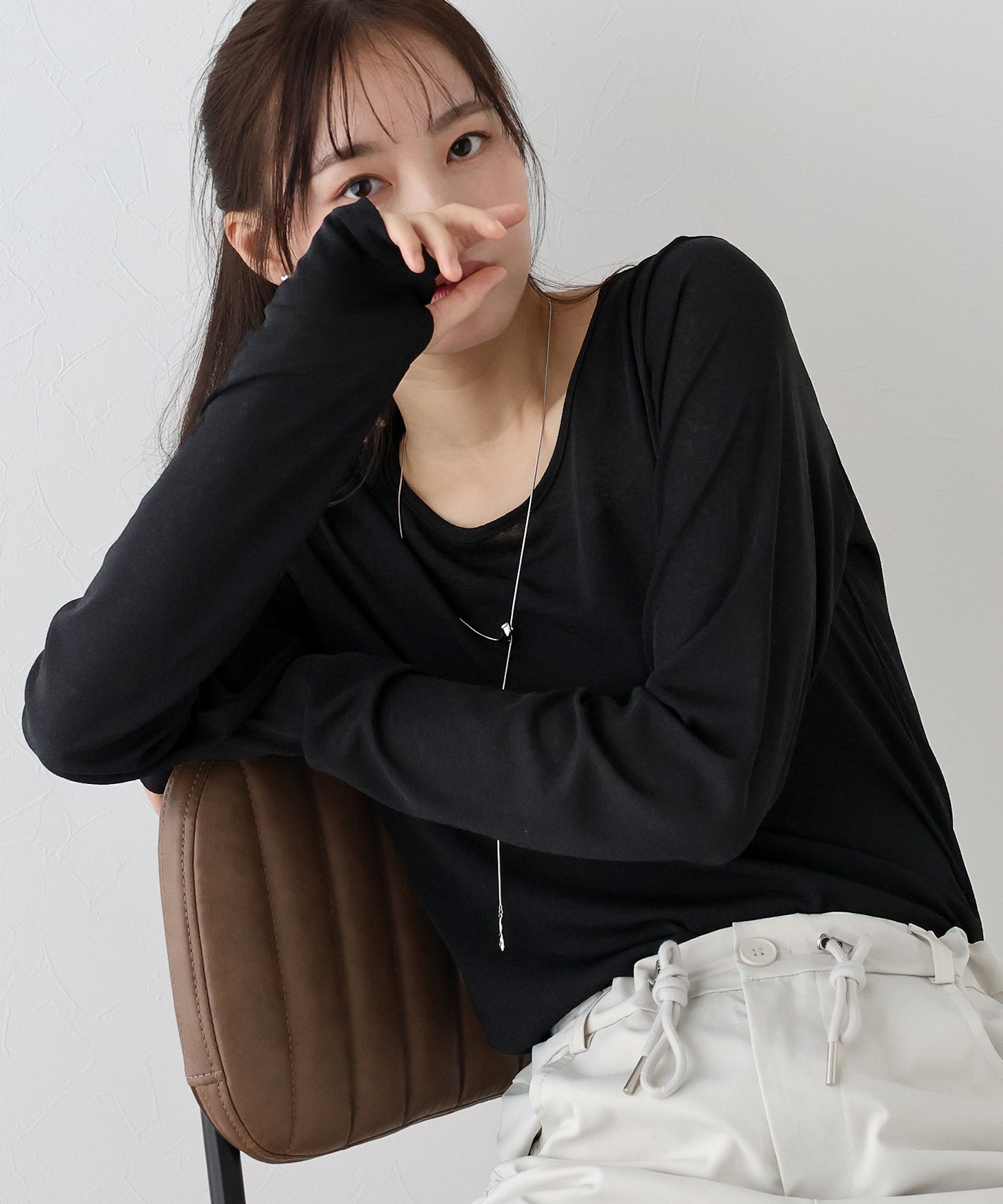 【TIME SALE】クルーネックシアートップス【ネコポス】