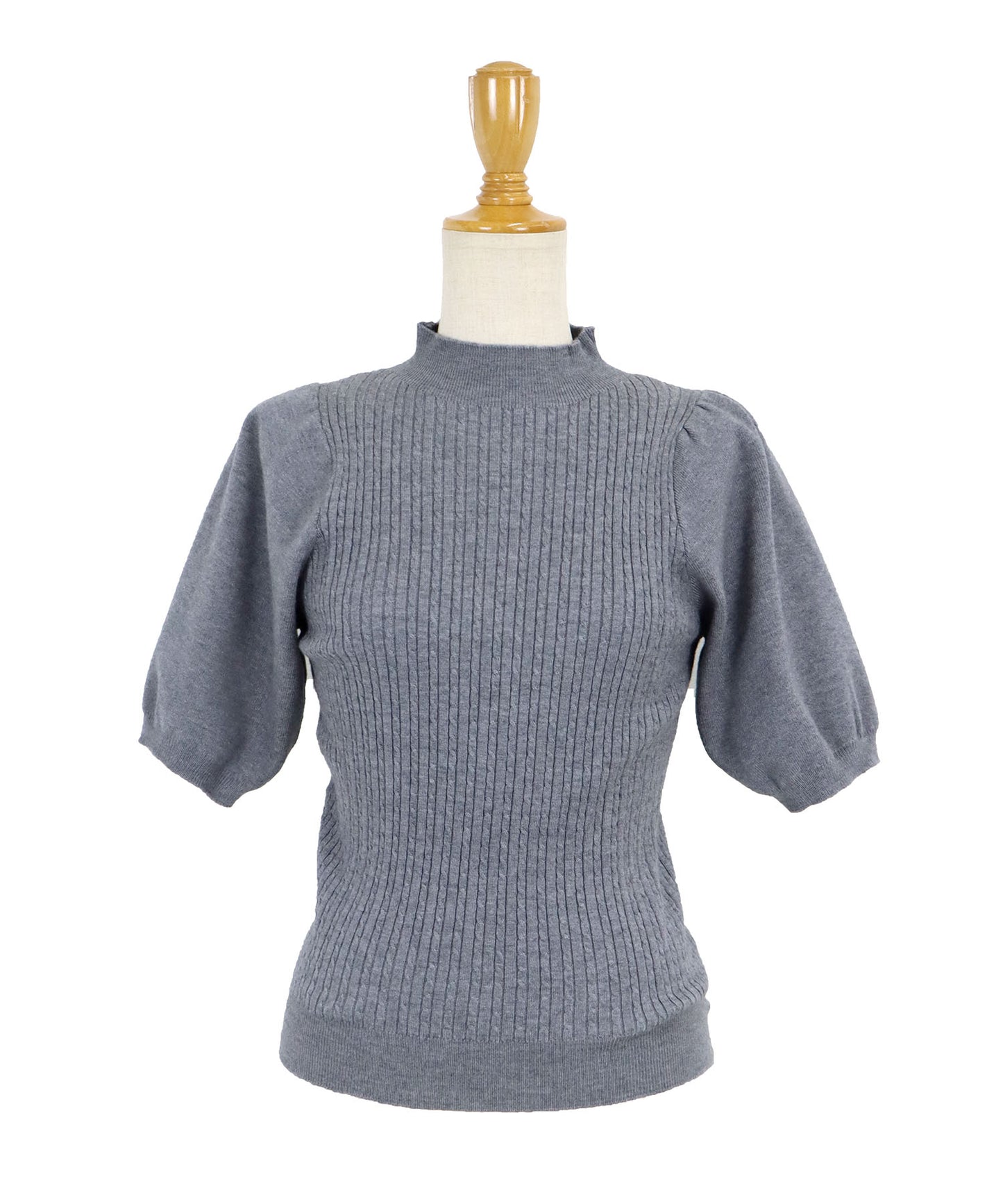 【SALE】パフスリーブ半袖ミニケーブルニット