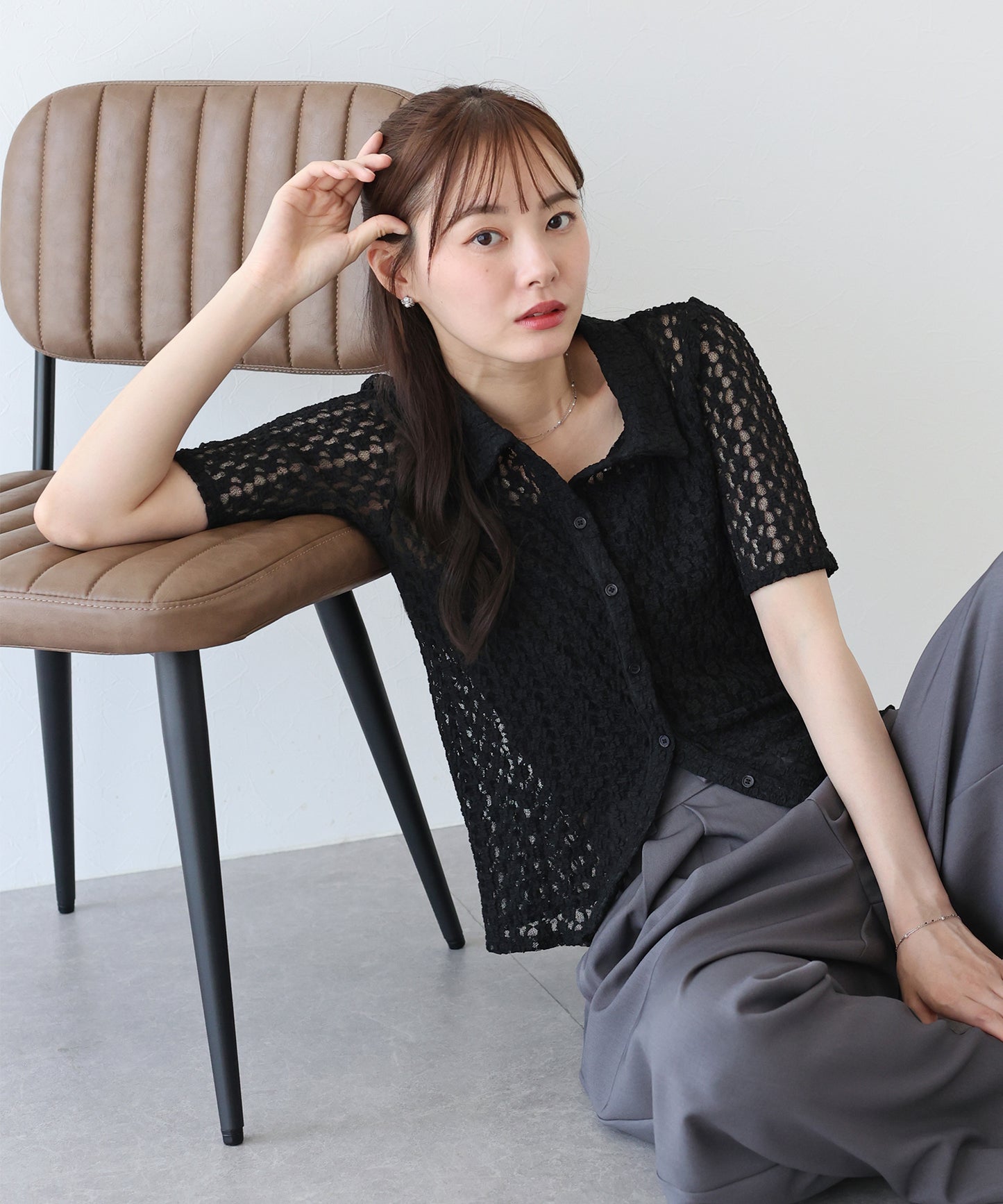 【TIME SALE】カットレースポロシャツ【ネコポス】